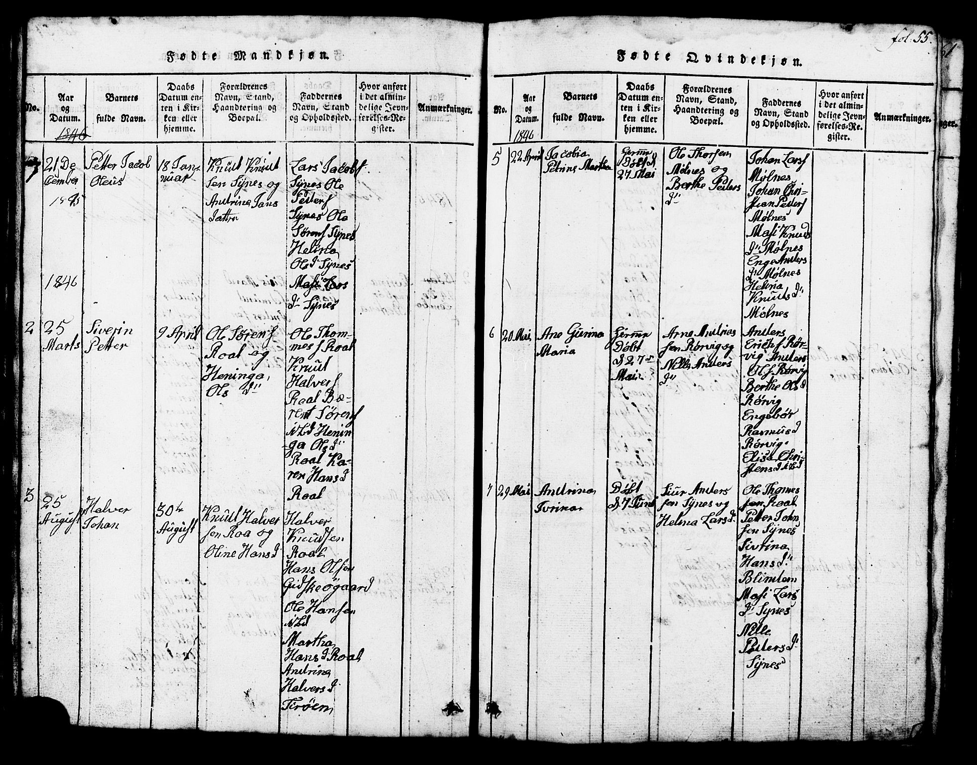 Ministerialprotokoller, klokkerbøker og fødselsregistre - Møre og Romsdal, AV/SAT-A-1454/537/L0520: Klokkerbok nr. 537C01, 1819-1868, s. 55