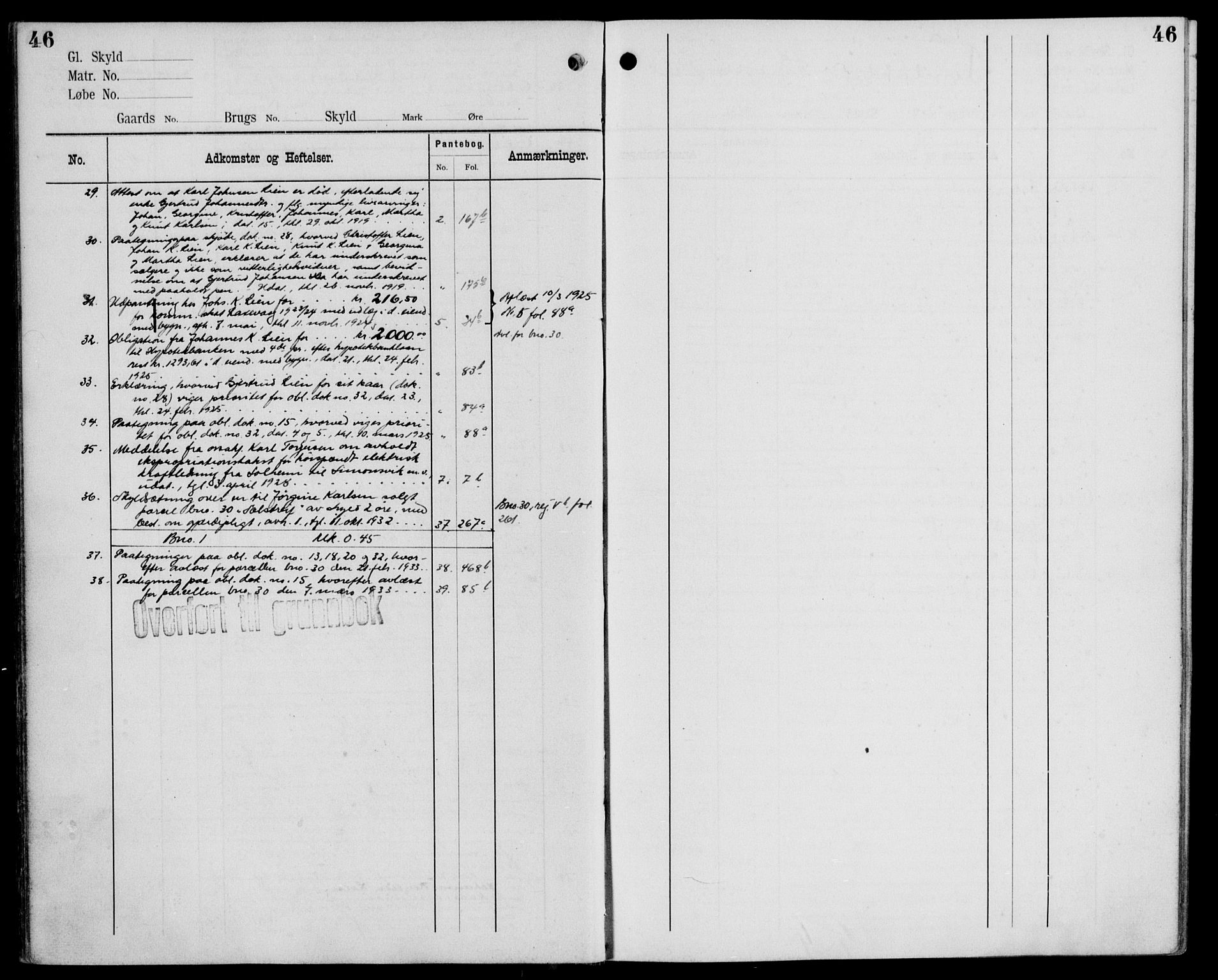 Midhordland sorenskriveri, AV/SAB-A-3001/1/G/Ga/Gab/L0110: Panteregister nr. II.A.b.110, s. 46
