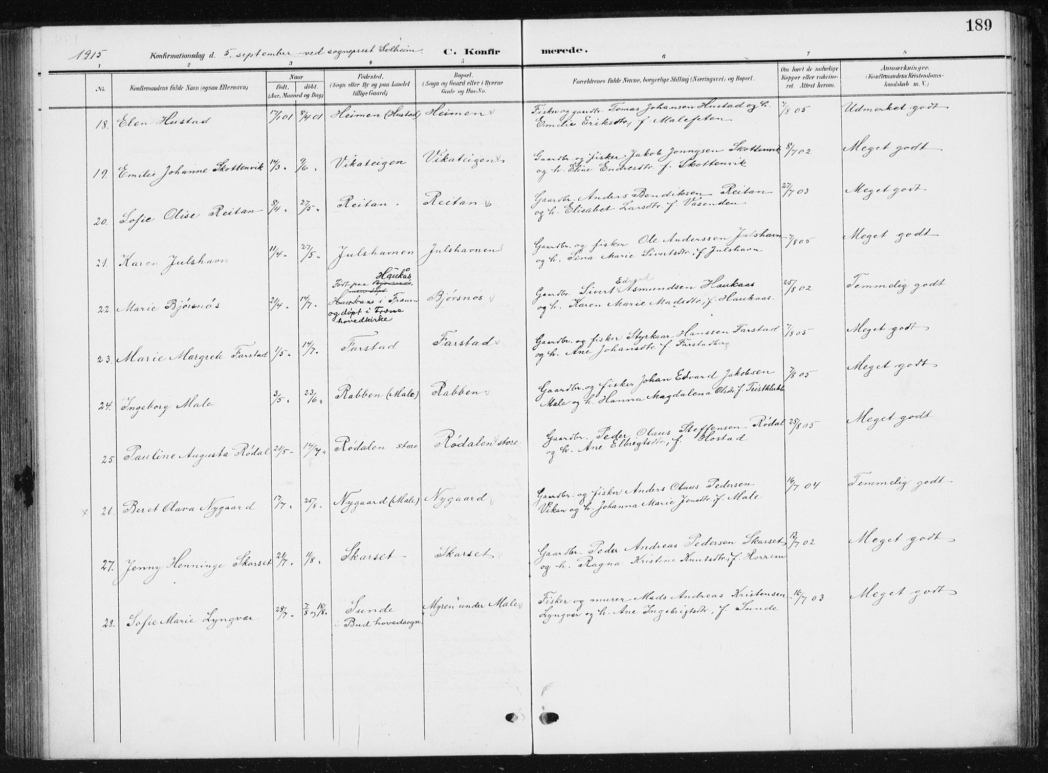 Ministerialprotokoller, klokkerbøker og fødselsregistre - Møre og Romsdal, AV/SAT-A-1454/567/L0784: Klokkerbok nr. 567C04, 1903-1938, s. 189