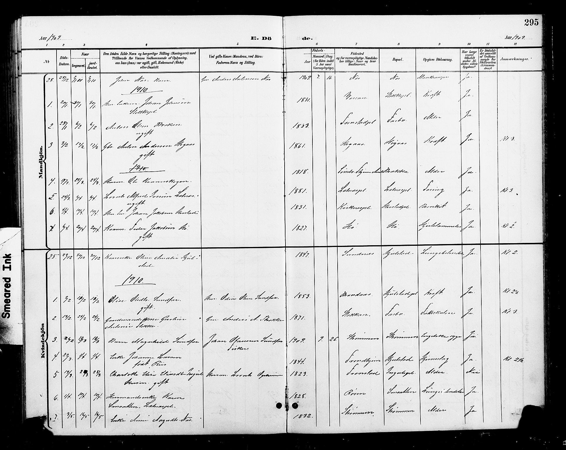 Ministerialprotokoller, klokkerbøker og fødselsregistre - Nord-Trøndelag, AV/SAT-A-1458/730/L0302: Klokkerbok nr. 730C05, 1898-1924, s. 295