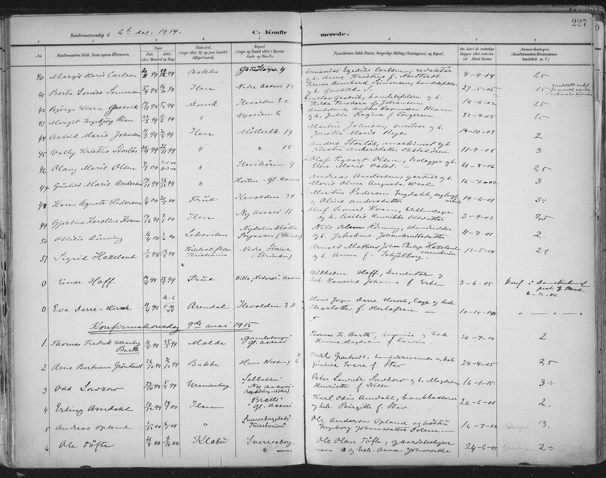 Ministerialprotokoller, klokkerbøker og fødselsregistre - Sør-Trøndelag, AV/SAT-A-1456/603/L0167: Ministerialbok nr. 603A06, 1896-1932, s. 227