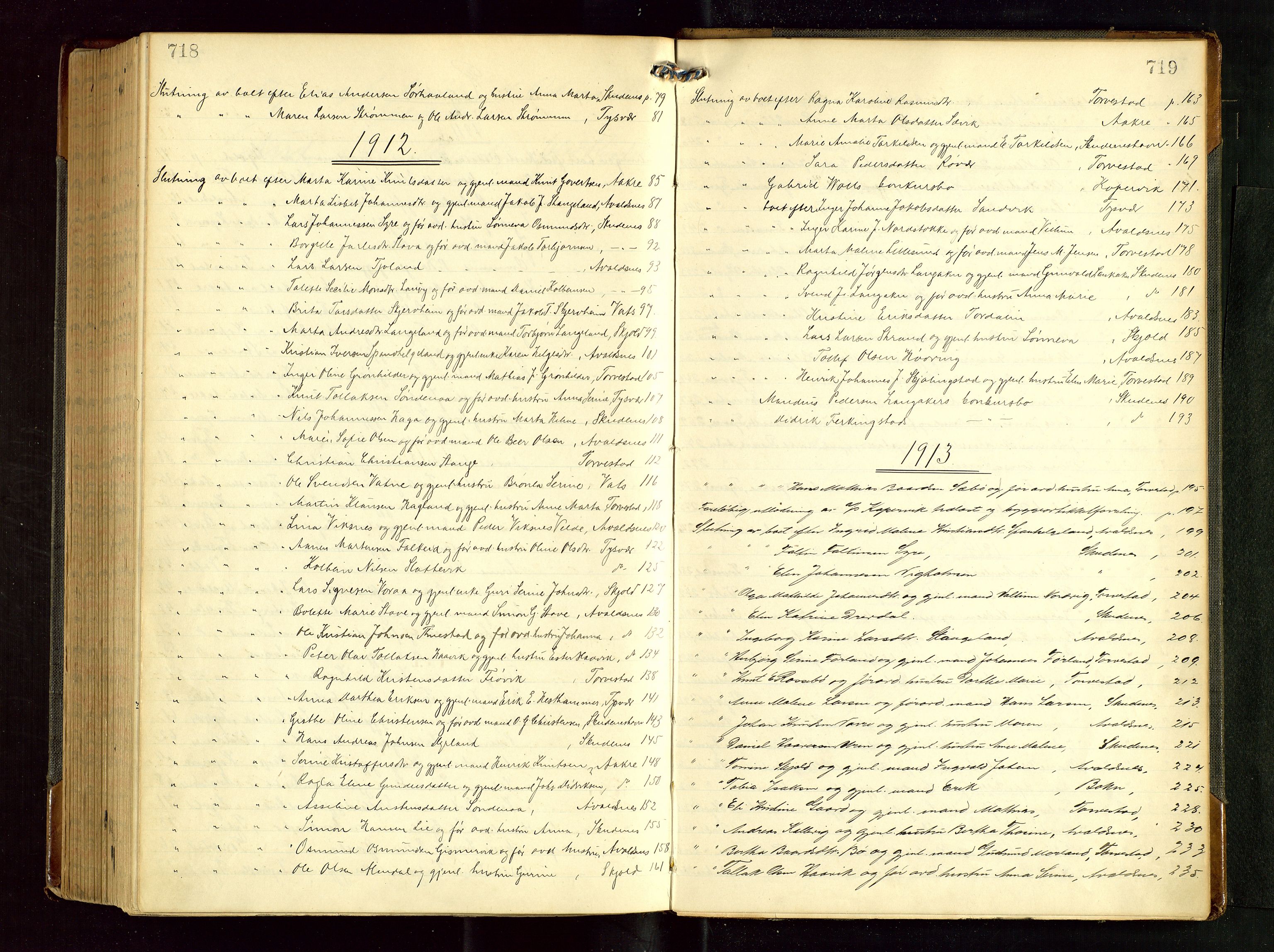 Karmsund sorenskriveri, AV/SAST-A-100311/01/IV/IVGB/L0002: SKIFTEUTLODNINGSPROTOKOLL, 1911-1919, s. 718-719
