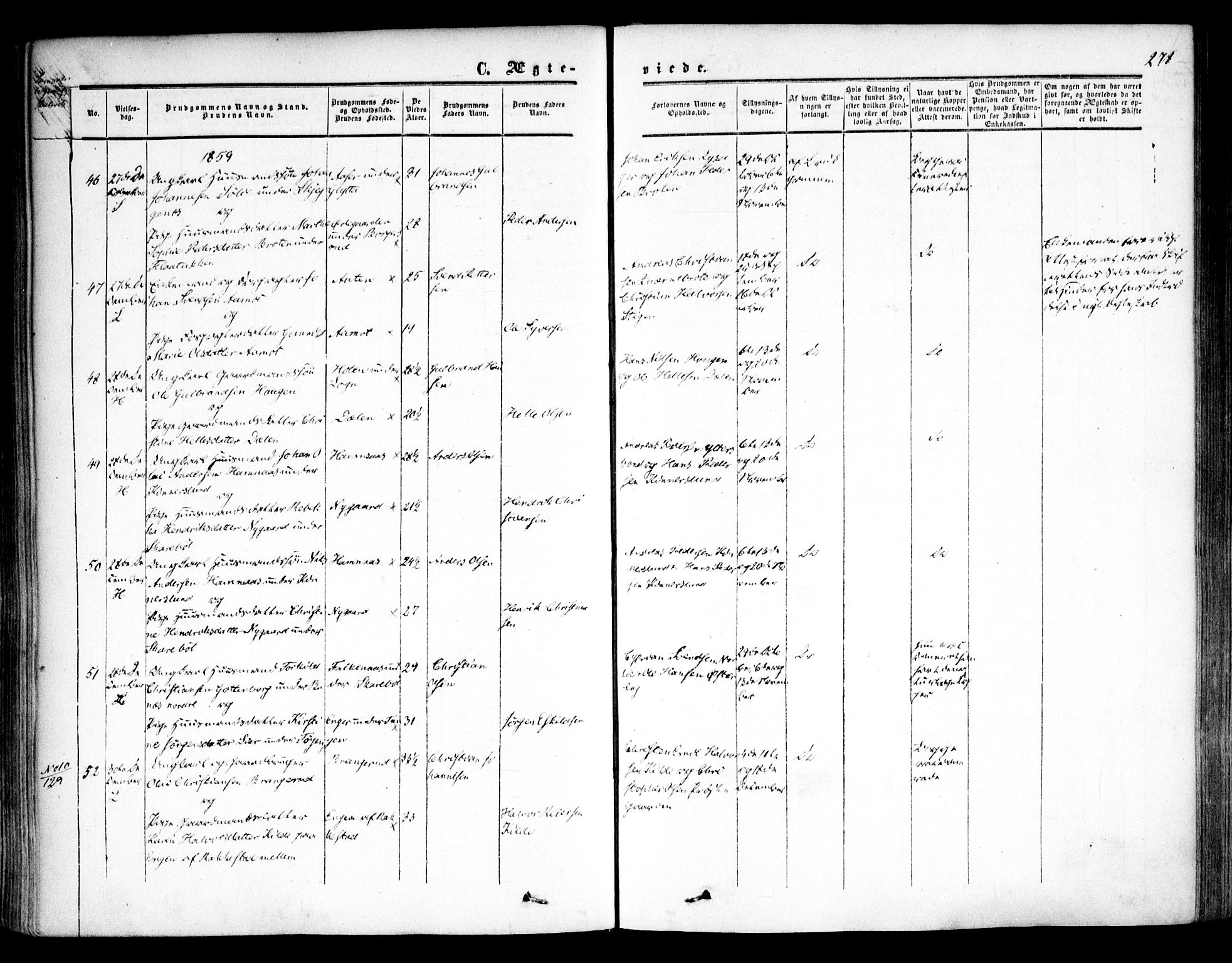 Høland prestekontor Kirkebøker, SAO/A-10346a/F/Fa/L0010: Ministerialbok nr. I 10, 1854-1861, s. 278