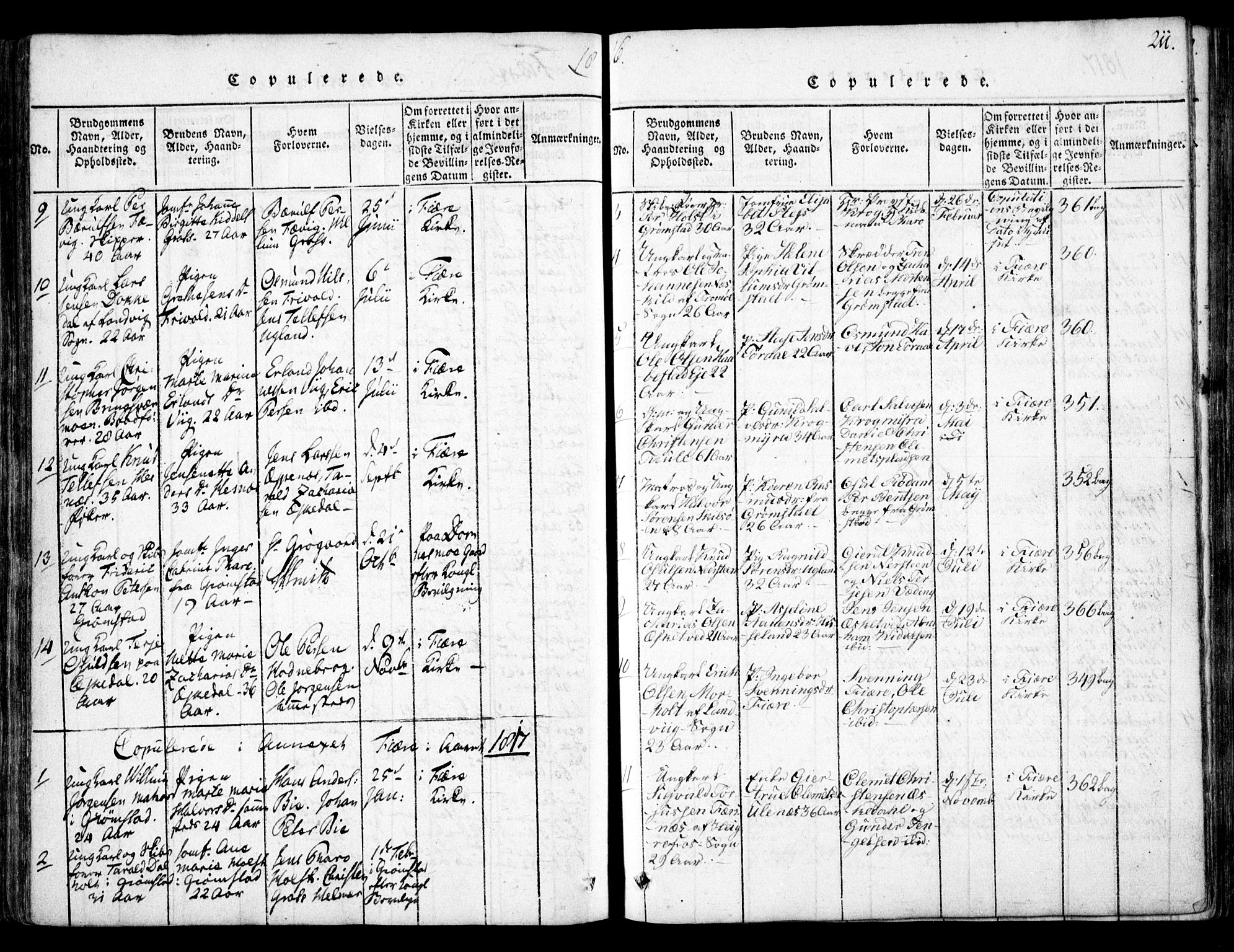 Fjære sokneprestkontor, AV/SAK-1111-0011/F/Fb/L0007: Klokkerbok nr. B 7, 1816-1826, s. 211