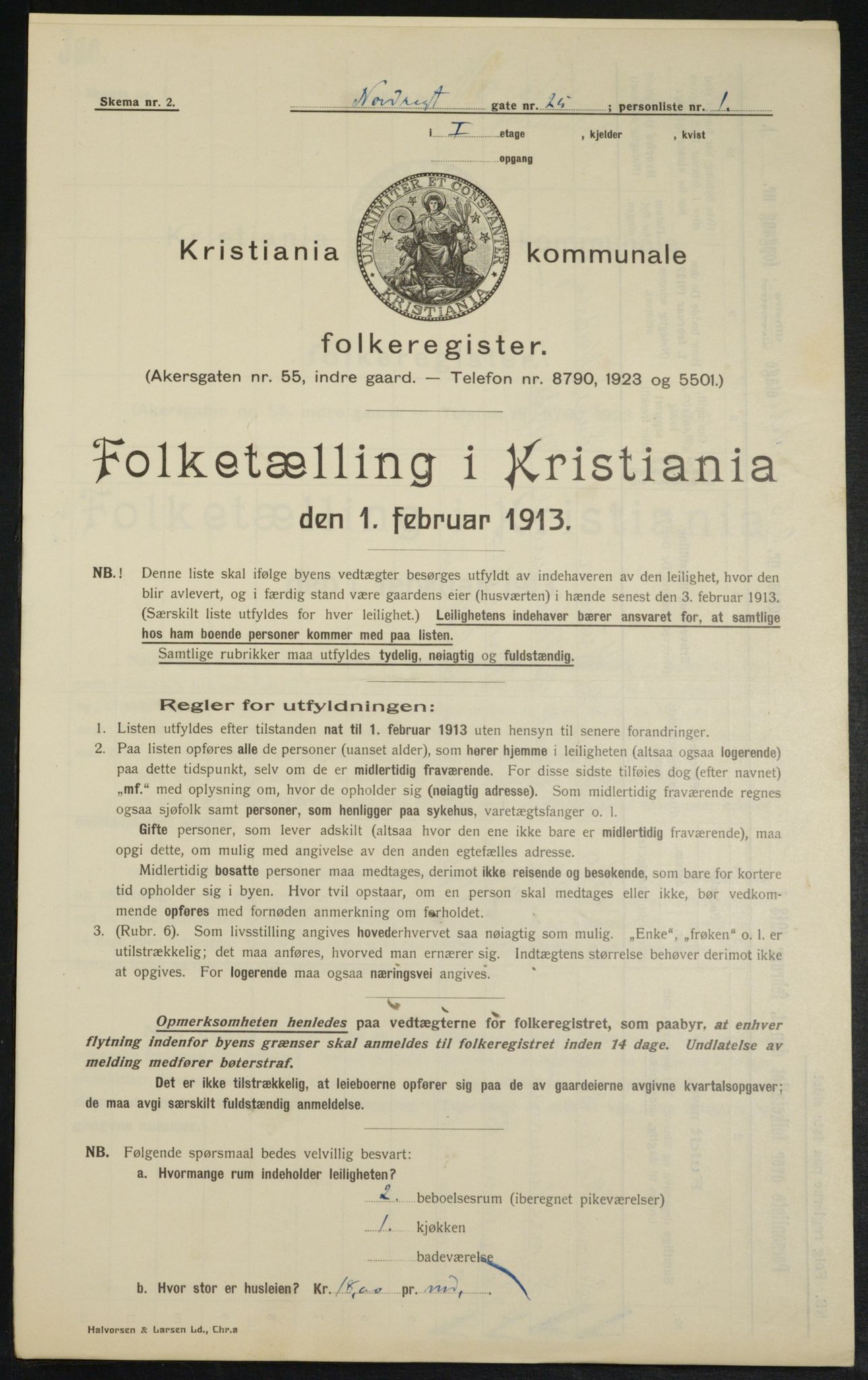 OBA, Kommunal folketelling 1.2.1913 for Kristiania, 1913, s. 73411