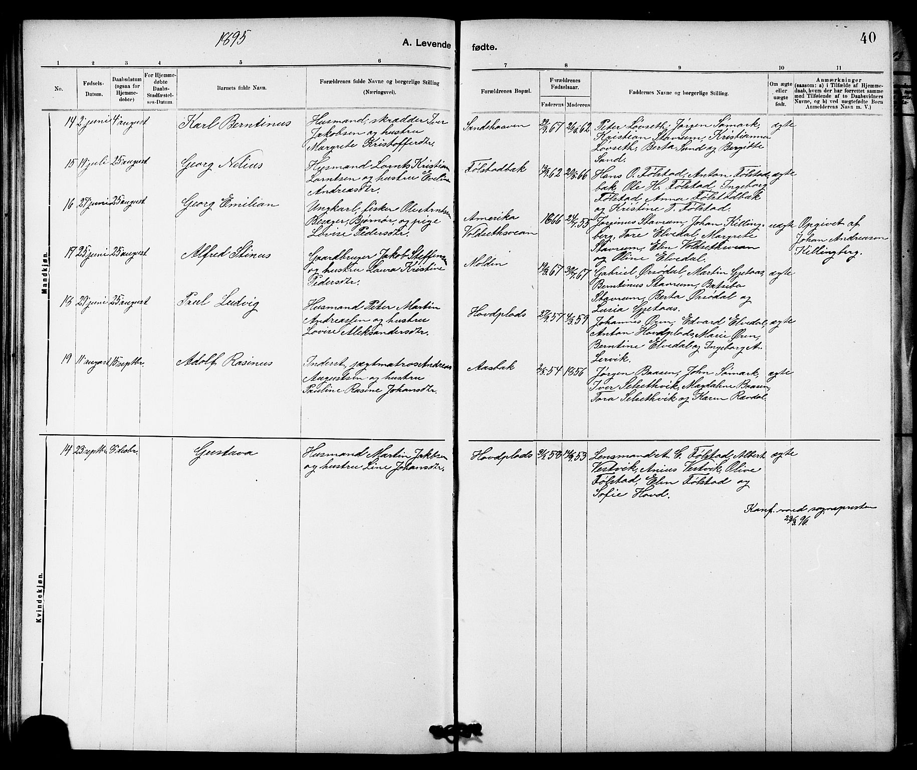 Ministerialprotokoller, klokkerbøker og fødselsregistre - Nord-Trøndelag, SAT/A-1458/744/L0423: Klokkerbok nr. 744C02, 1886-1905, s. 40