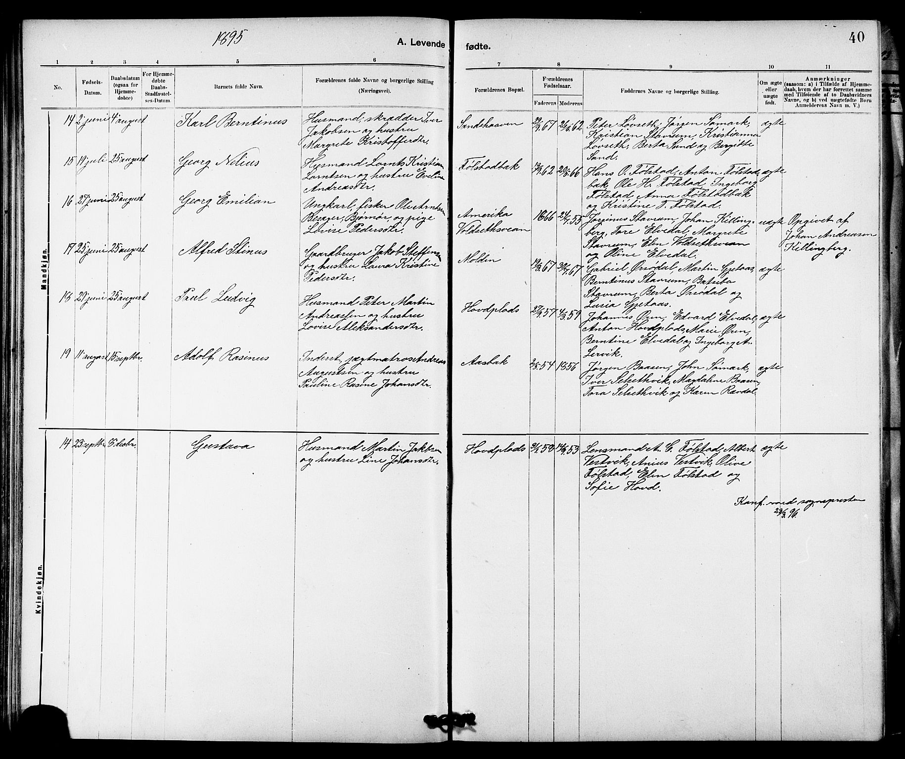 Ministerialprotokoller, klokkerbøker og fødselsregistre - Nord-Trøndelag, AV/SAT-A-1458/744/L0423: Klokkerbok nr. 744C02, 1886-1905, s. 40