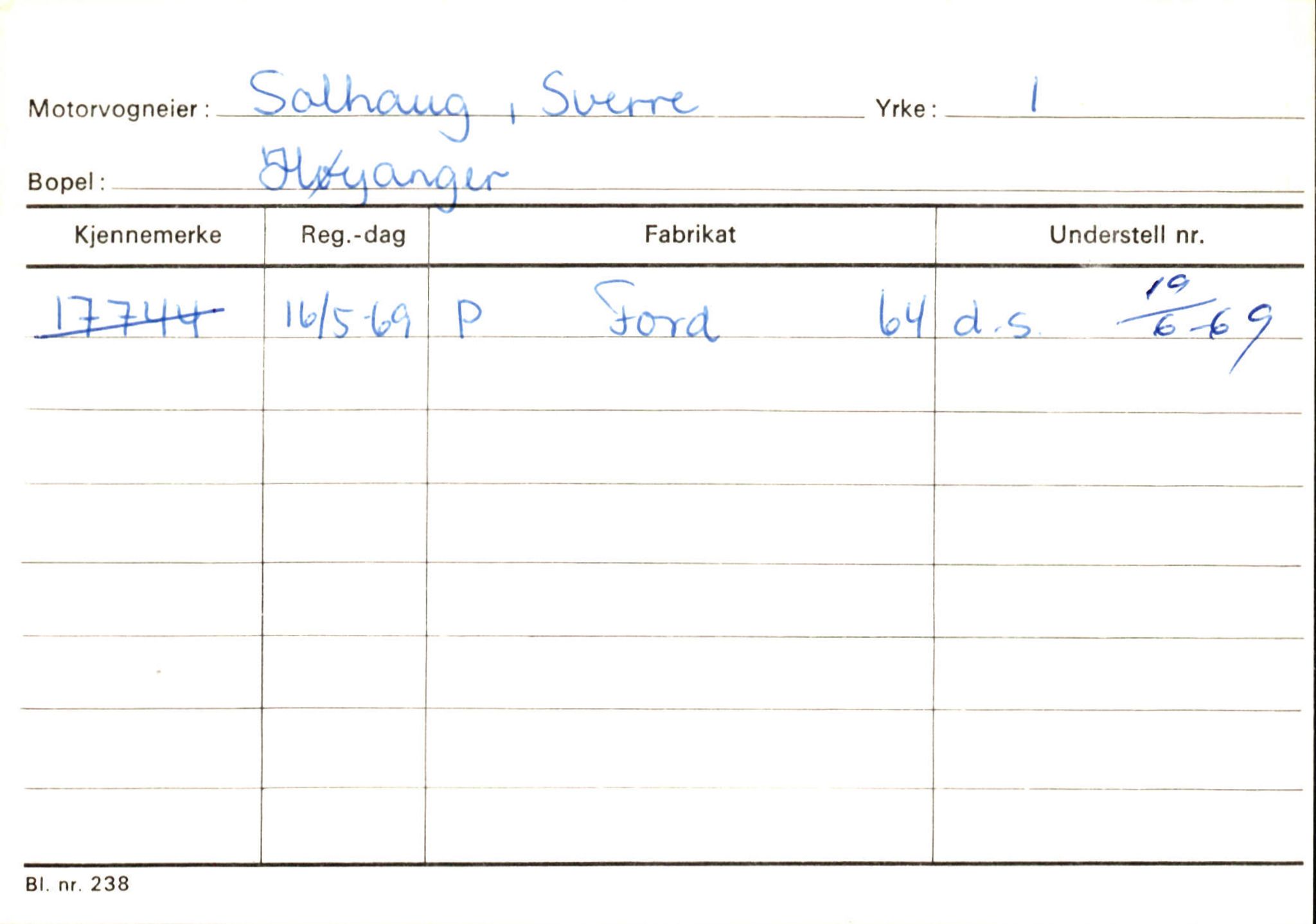 Statens vegvesen, Sogn og Fjordane vegkontor, AV/SAB-A-5301/4/F/L0131: Eigarregister Høyanger P-Å. Stryn S-Å, 1945-1975, s. 303