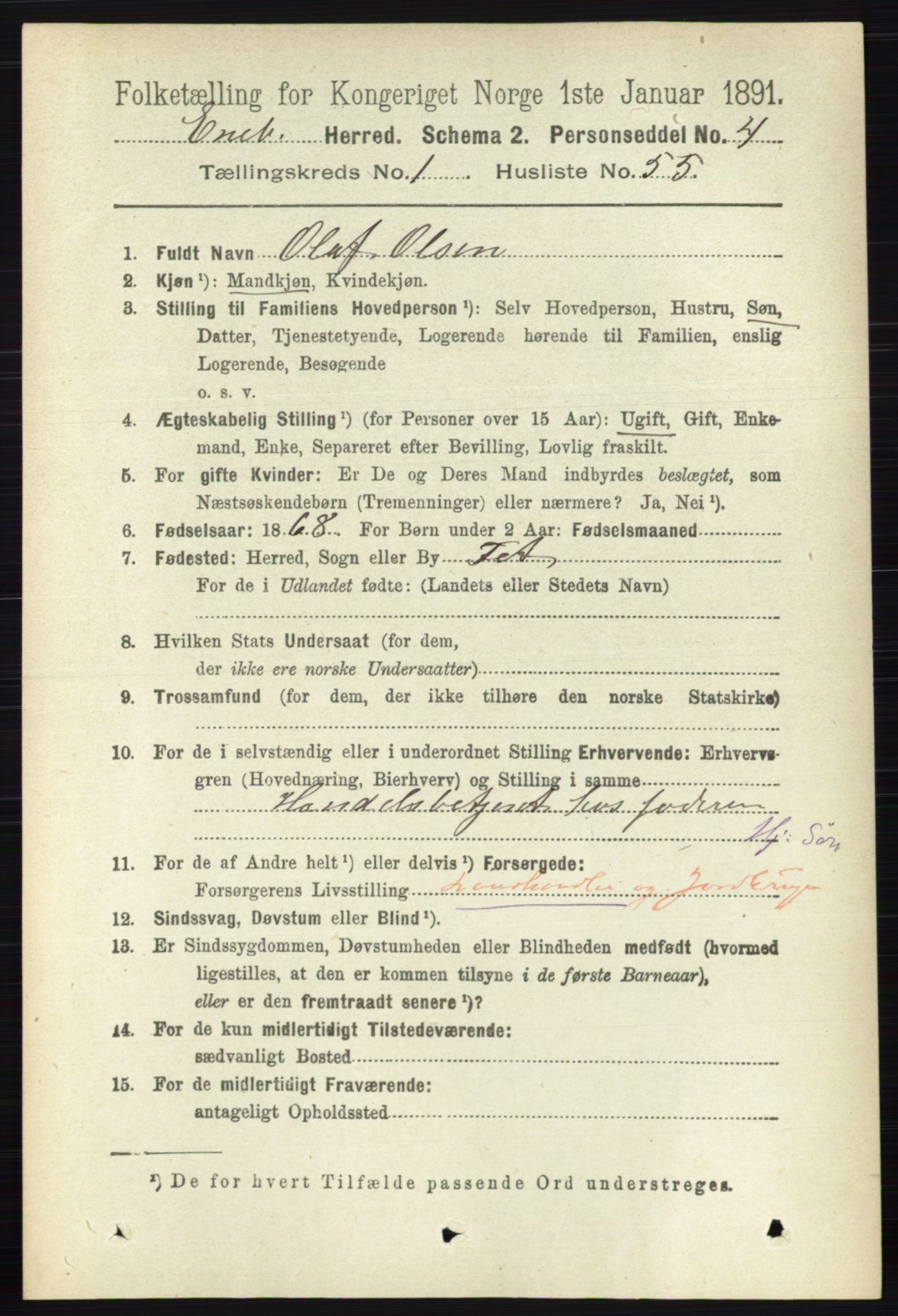 RA, Folketelling 1891 for 0229 Enebakk herred, 1891, s. 405