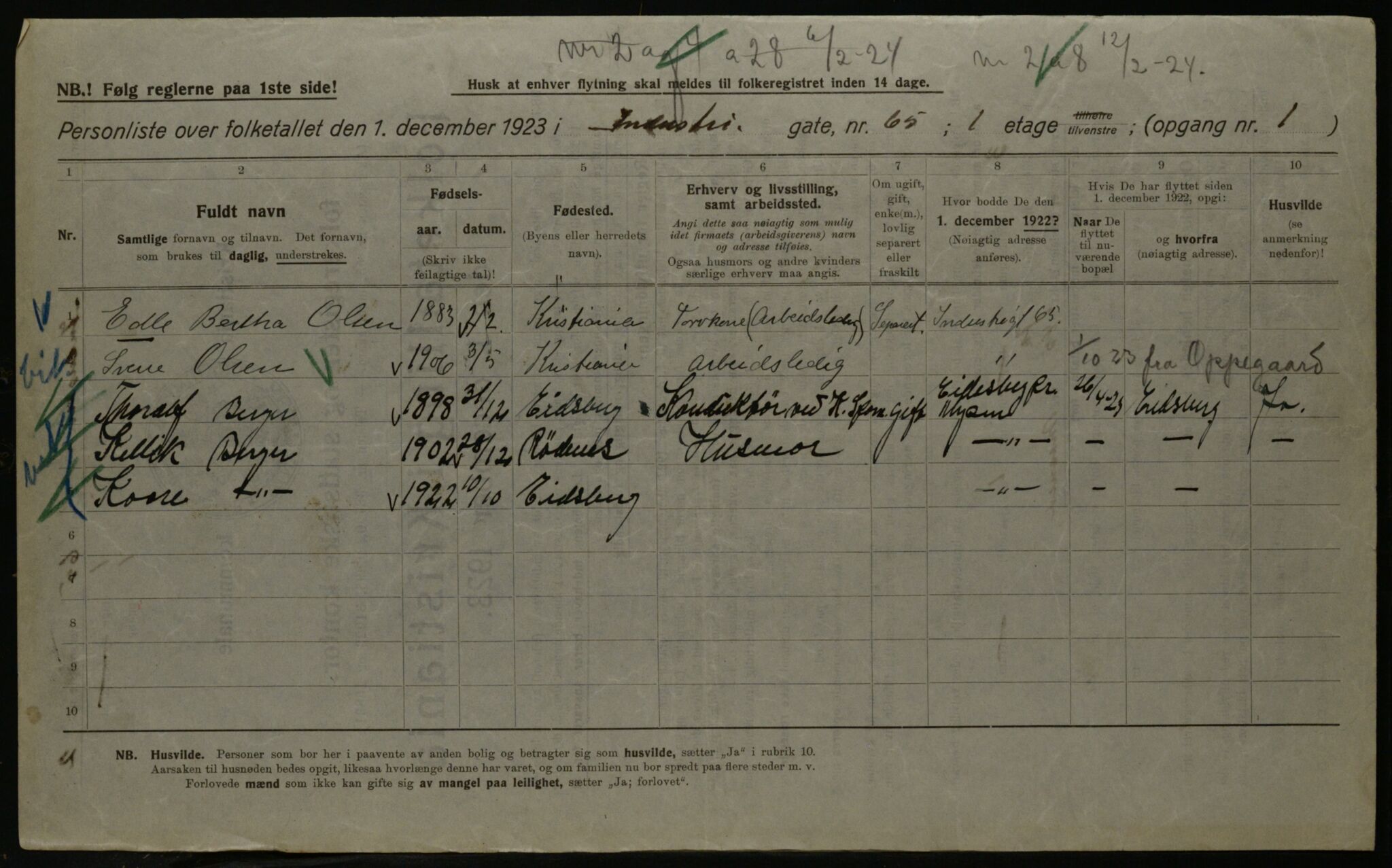 OBA, Kommunal folketelling 1.12.1923 for Kristiania, 1923, s. 48888