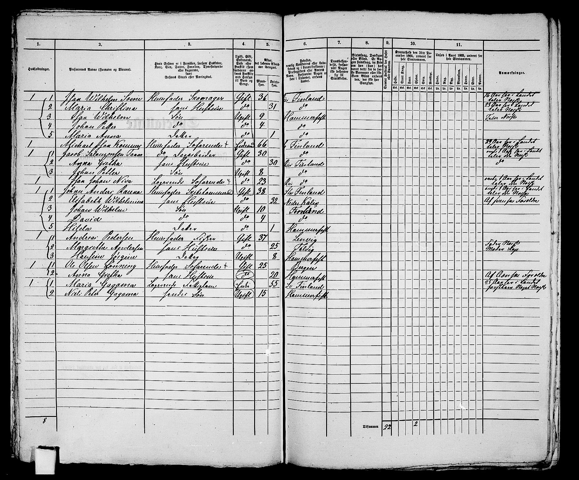 RA, Folketelling 1865 for 2001B Hammerfest prestegjeld, Hammerfest kjøpstad, 1865, s. 168