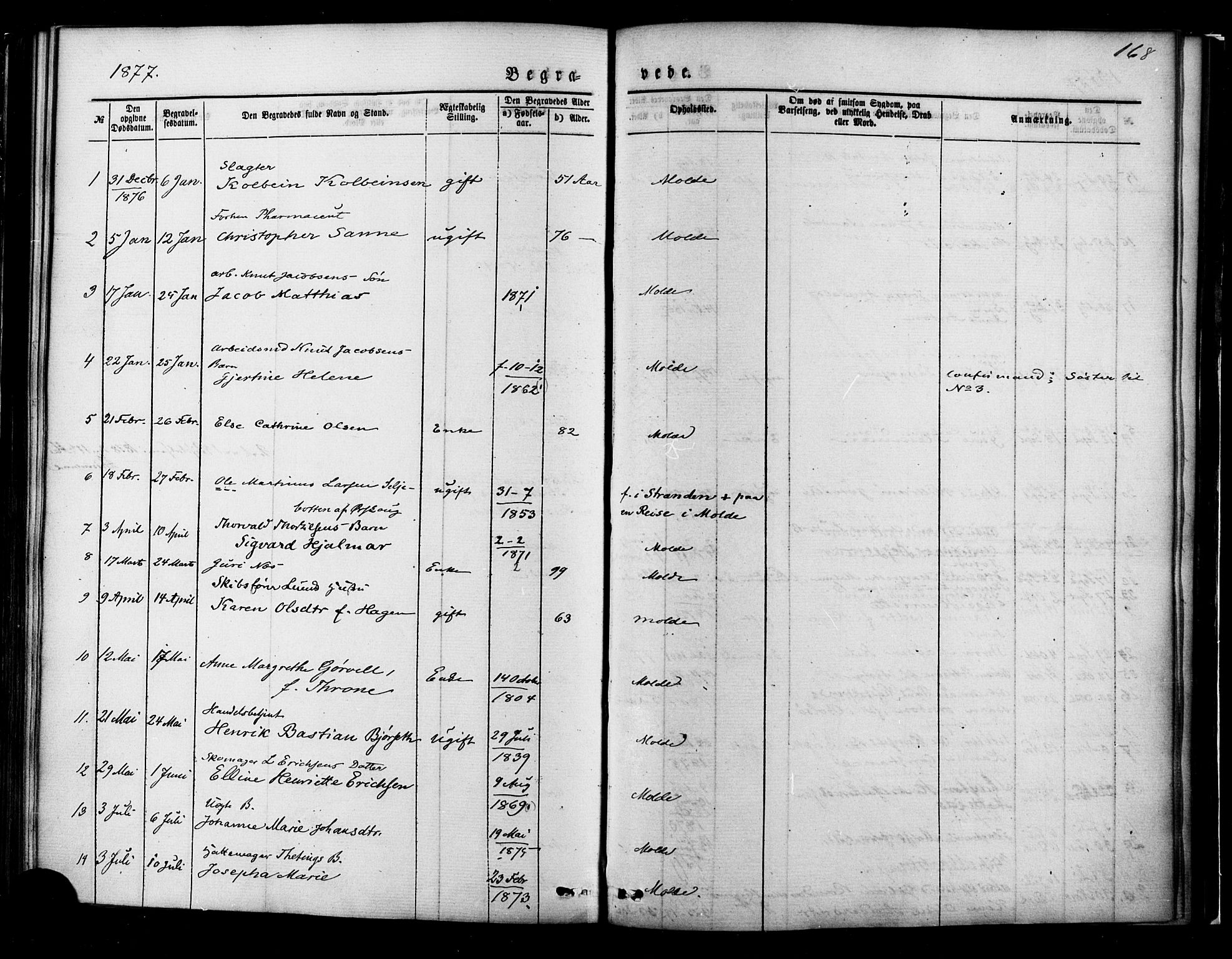 Ministerialprotokoller, klokkerbøker og fødselsregistre - Møre og Romsdal, SAT/A-1454/558/L0691: Ministerialbok nr. 558A05, 1873-1886, s. 168