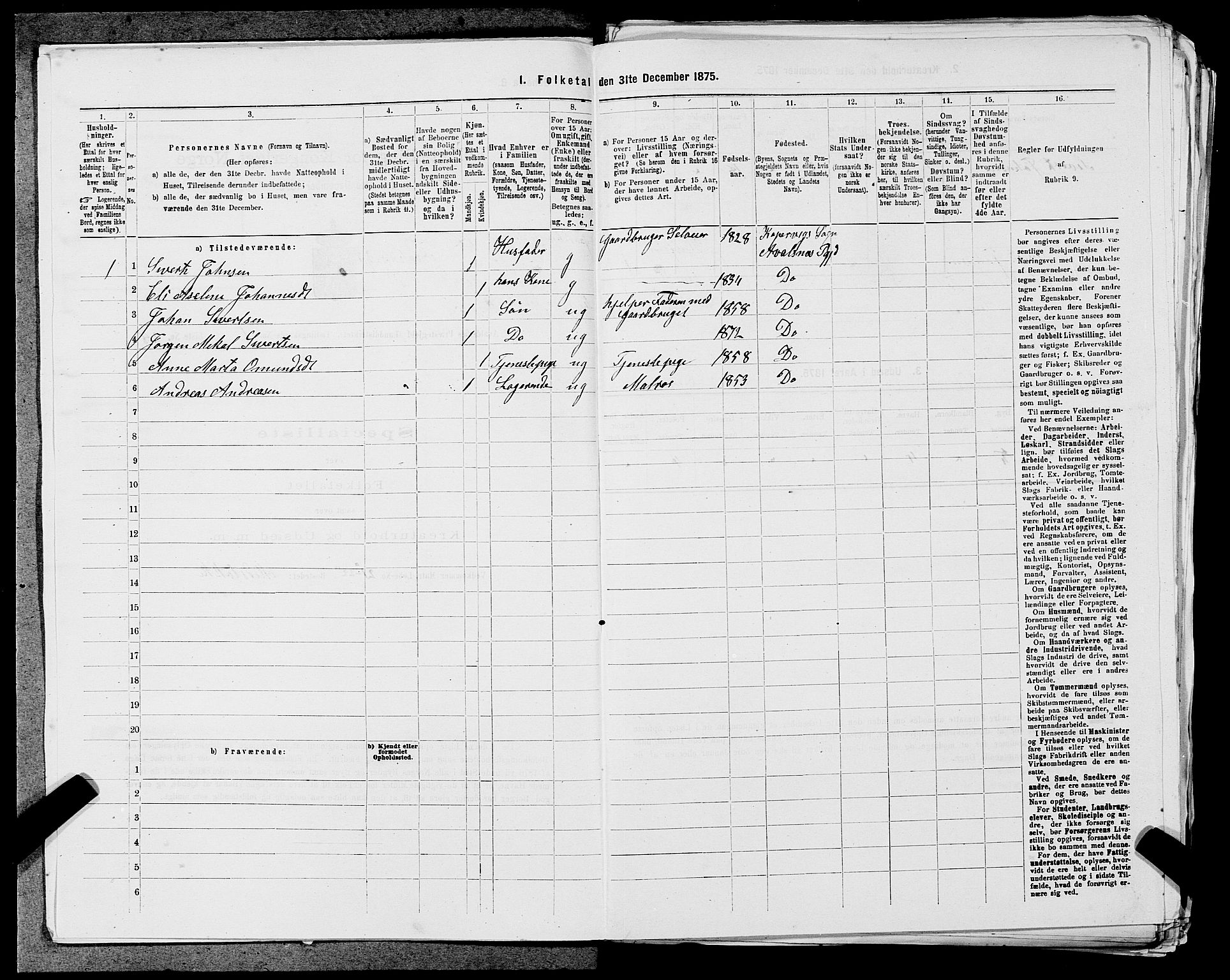 SAST, Folketelling 1875 for 1147L Avaldsnes prestegjeld, Avaldsnes sokn og Kopervik landsokn, 1875, s. 124