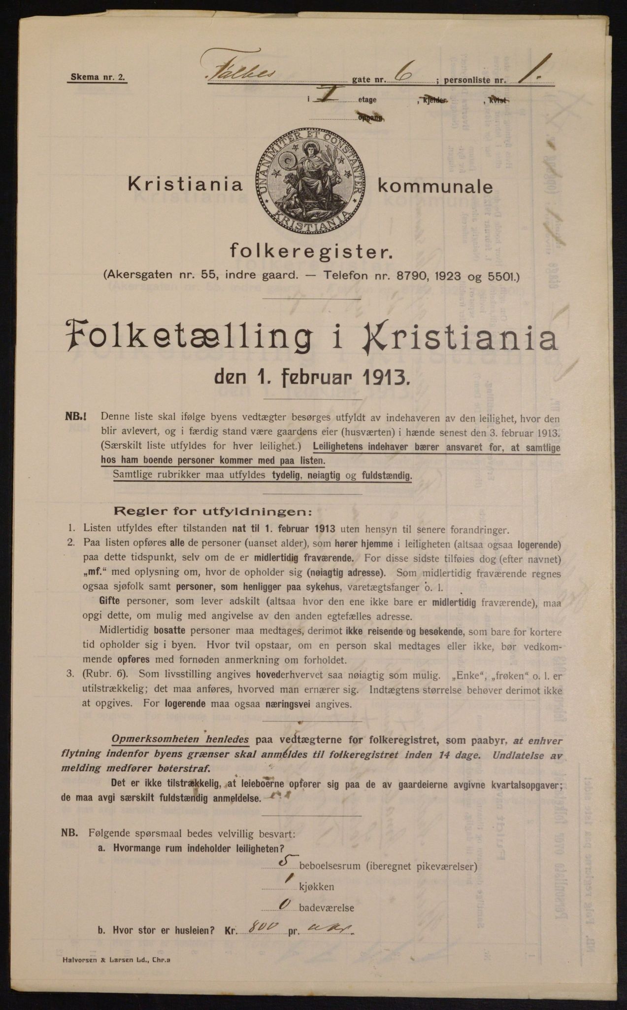 OBA, Kommunal folketelling 1.2.1913 for Kristiania, 1913, s. 23298