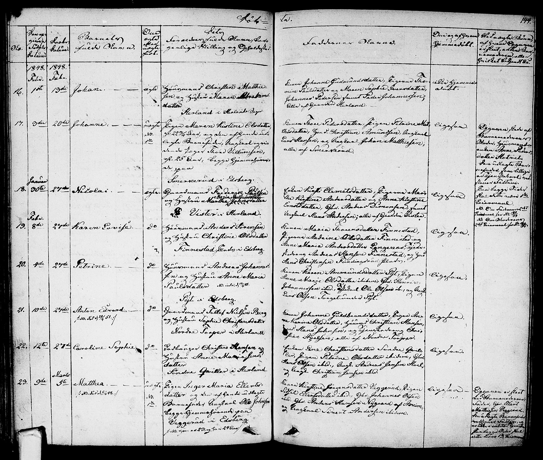 Eidsberg prestekontor Kirkebøker, AV/SAO-A-10905/F/Fa/L0008: Ministerialbok nr. I 8, 1832-1848, s. 144