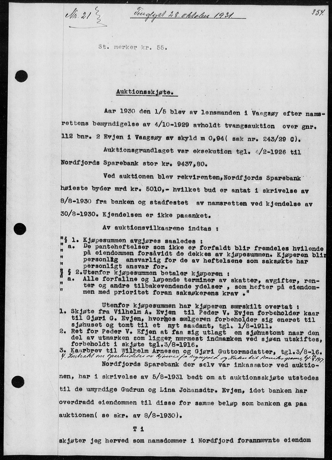 Nordfjord sorenskriveri, AV/SAB-A-2801/02/02b/02ba/L0074: Pantebok nr. II.B.a.74, 1931-1932, Tingl.dato: 28.10.1931