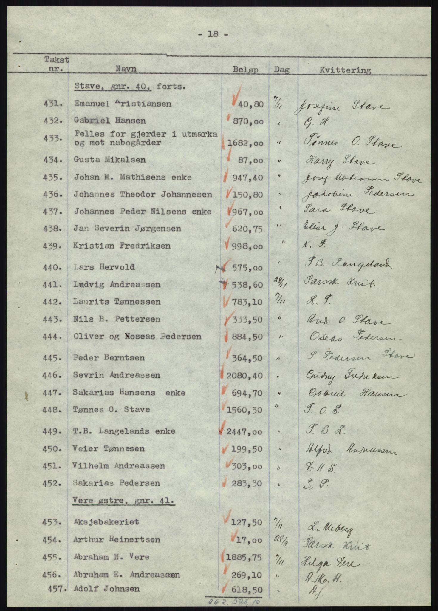 Forsvarsdepartementet, 10. kontor / Oppgjørskontoret, AV/RA-RAFA-1225/D/Db/L0180: Lista oppgjørskontor, 1942-1952, s. 1180