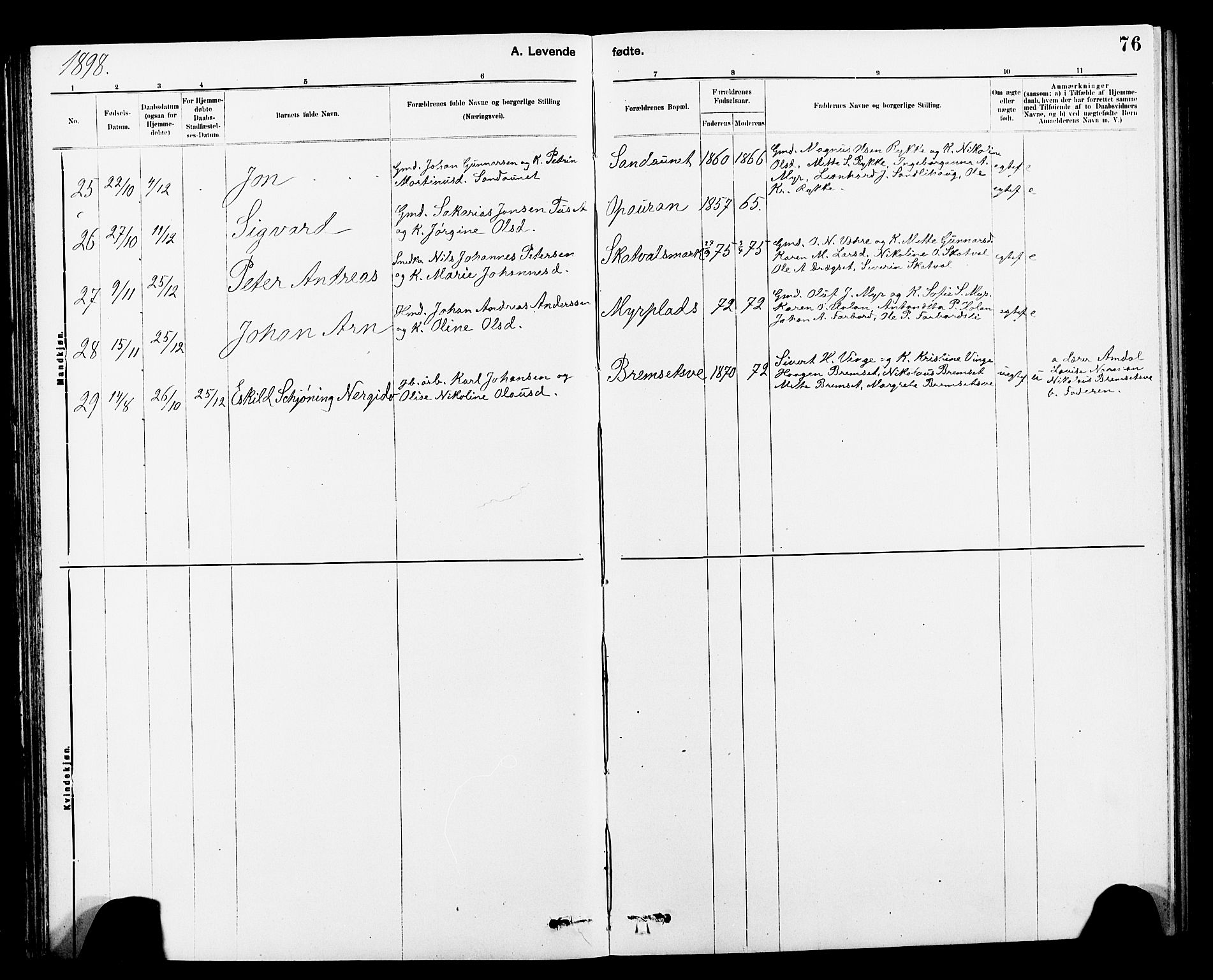 Ministerialprotokoller, klokkerbøker og fødselsregistre - Nord-Trøndelag, SAT/A-1458/712/L0103: Klokkerbok nr. 712C01, 1878-1917, s. 76