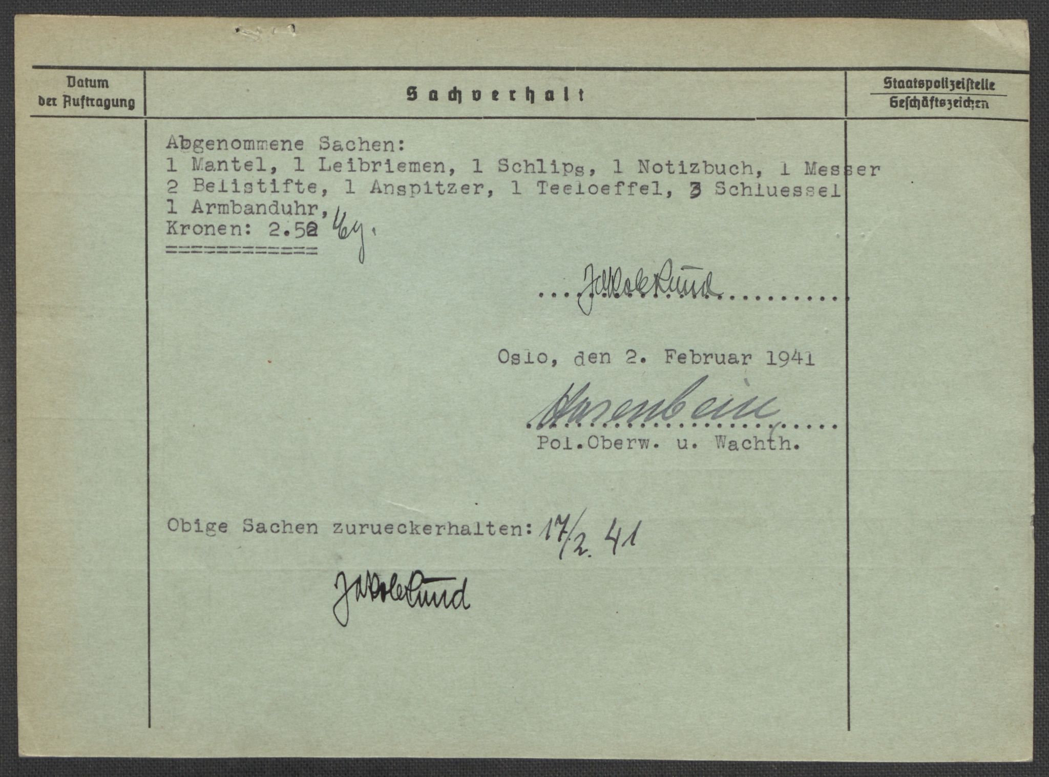 Befehlshaber der Sicherheitspolizei und des SD, RA/RAFA-5969/E/Ea/Eaa/L0008: Register over norske fanger i Møllergata 19: Oelze-Ru, 1940-1945, s. 1355