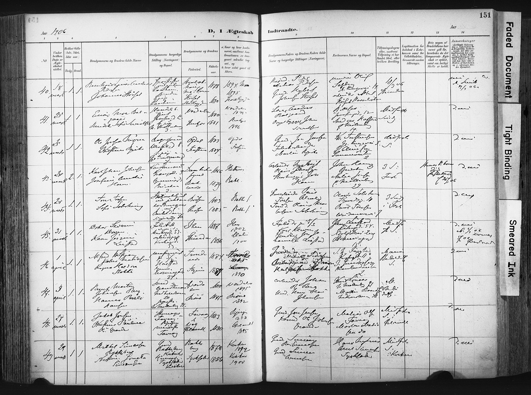 Ministerialprotokoller, klokkerbøker og fødselsregistre - Sør-Trøndelag, AV/SAT-A-1456/604/L0201: Ministerialbok nr. 604A21, 1901-1911, s. 151
