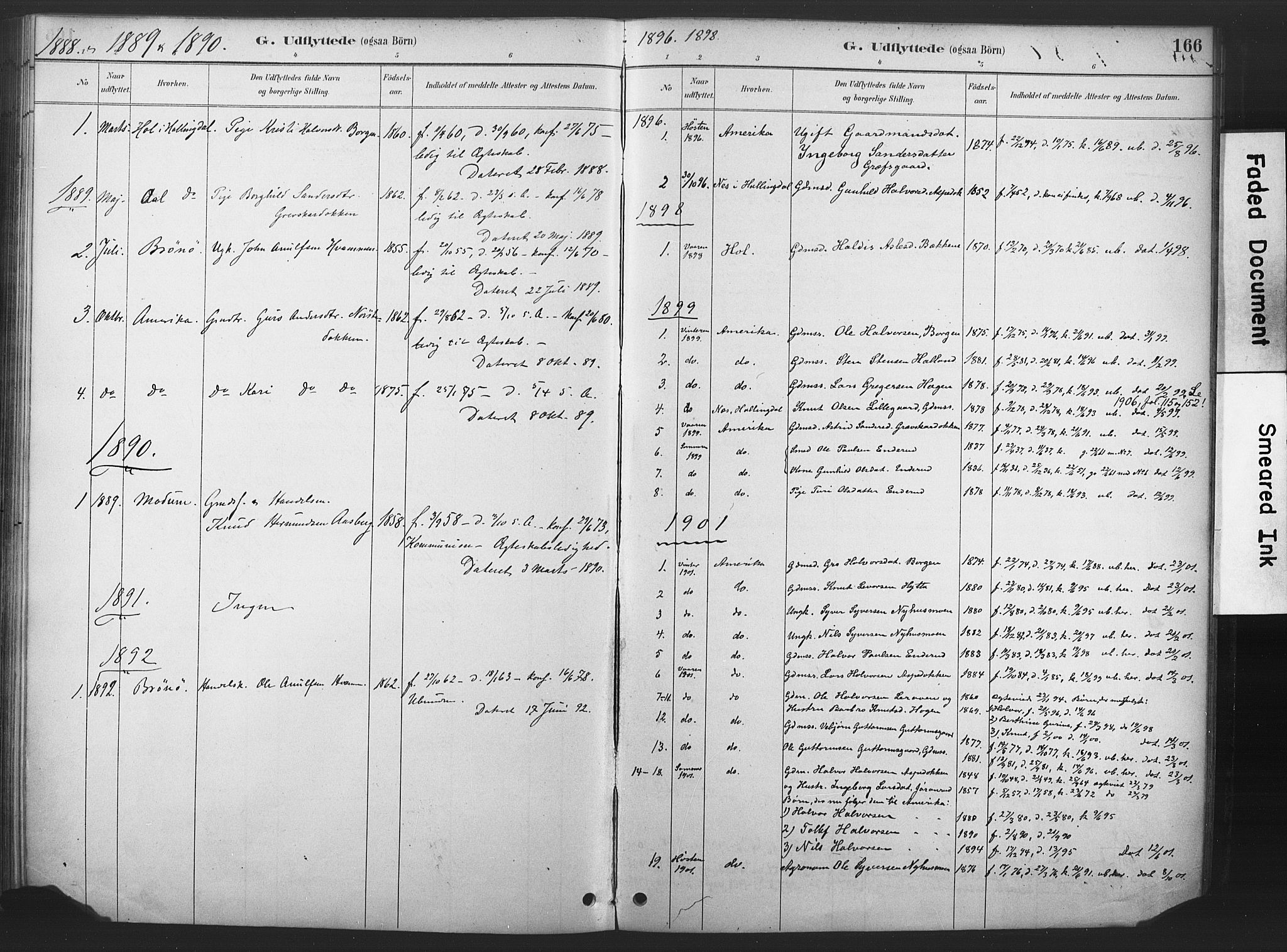 Nore kirkebøker, AV/SAKO-A-238/F/Fd/L0001: Ministerialbok nr. IV 1, 1878-1918, s. 166
