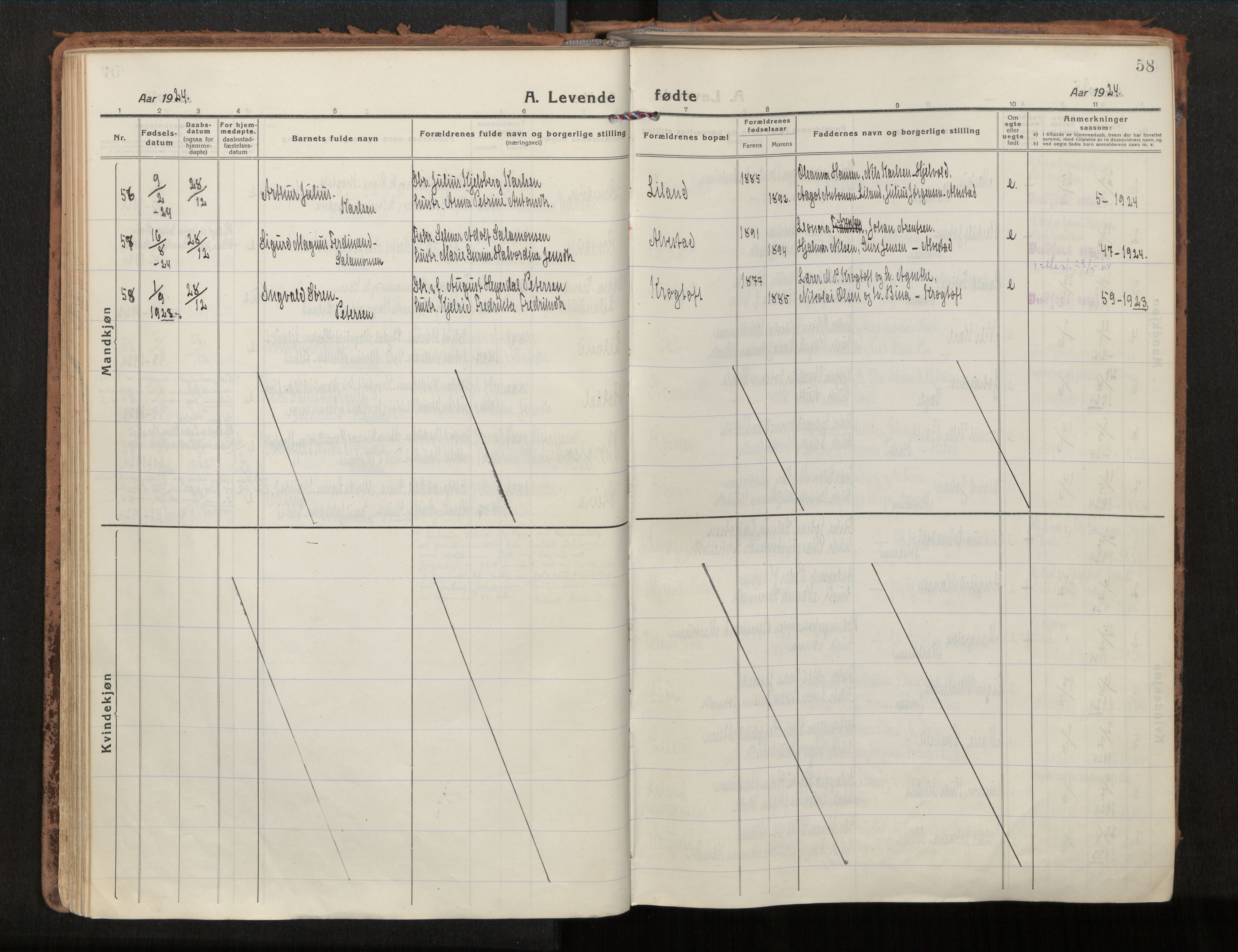 Ministerialprotokoller, klokkerbøker og fødselsregistre - Nordland, AV/SAT-A-1459/880/L1136: Ministerialbok nr. 880A10, 1919-1927, s. 58