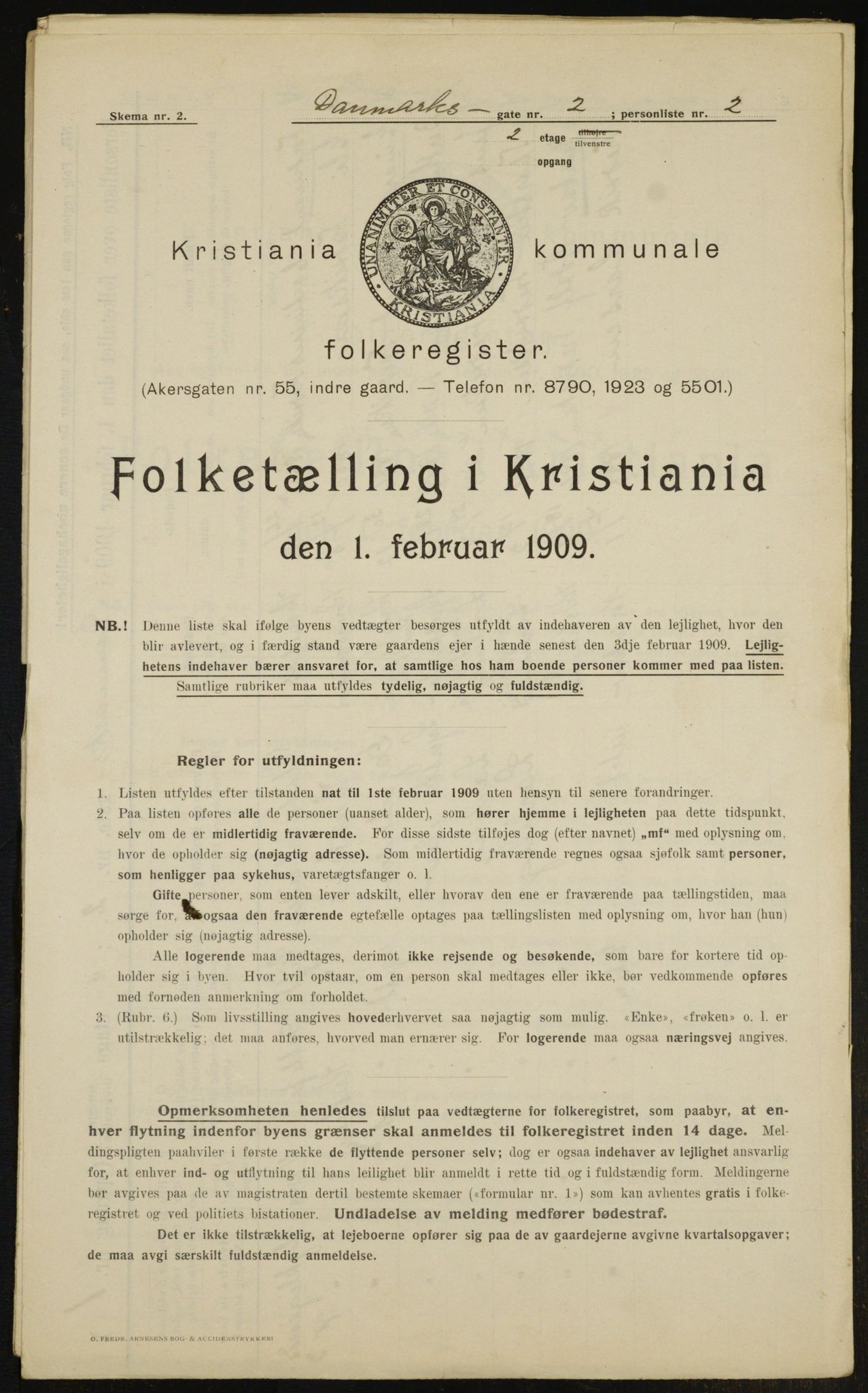 OBA, Kommunal folketelling 1.2.1909 for Kristiania kjøpstad, 1909, s. 13252