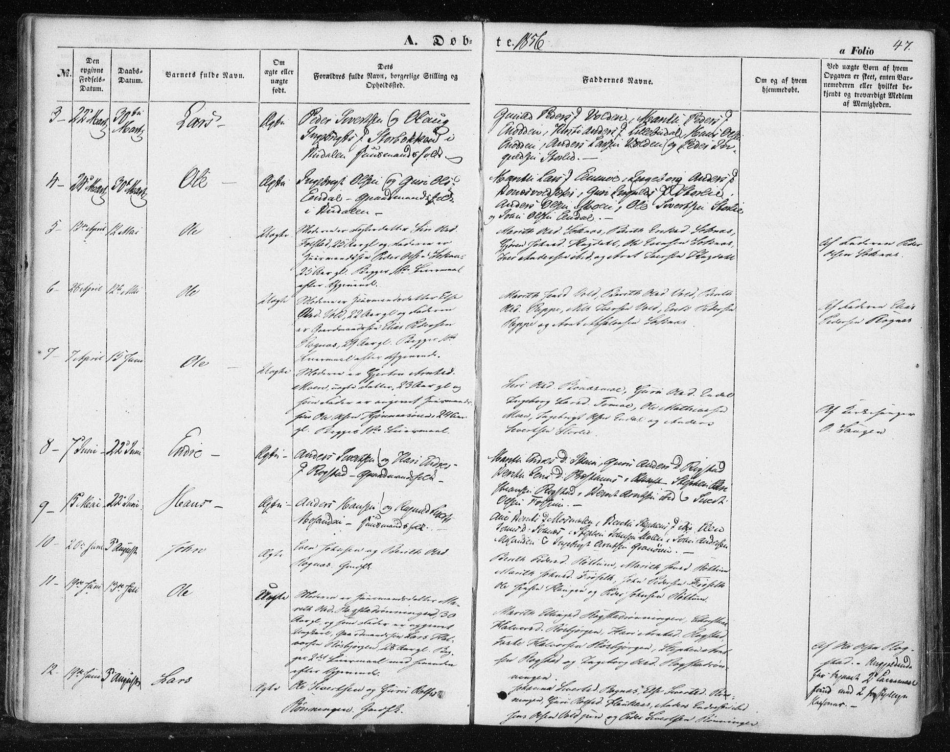 Ministerialprotokoller, klokkerbøker og fødselsregistre - Sør-Trøndelag, AV/SAT-A-1456/687/L1000: Ministerialbok nr. 687A06, 1848-1869, s. 47