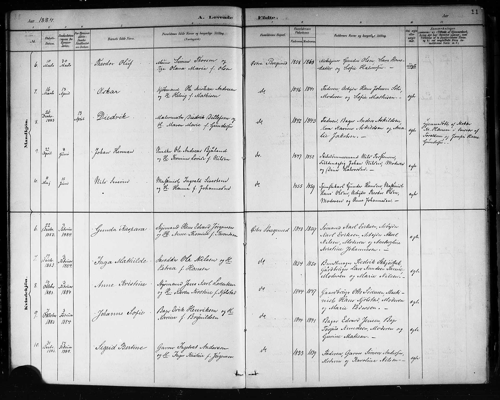 Porsgrunn kirkebøker , AV/SAKO-A-104/G/Gb/L0005: Klokkerbok nr. II 5, 1883-1915, s. 11