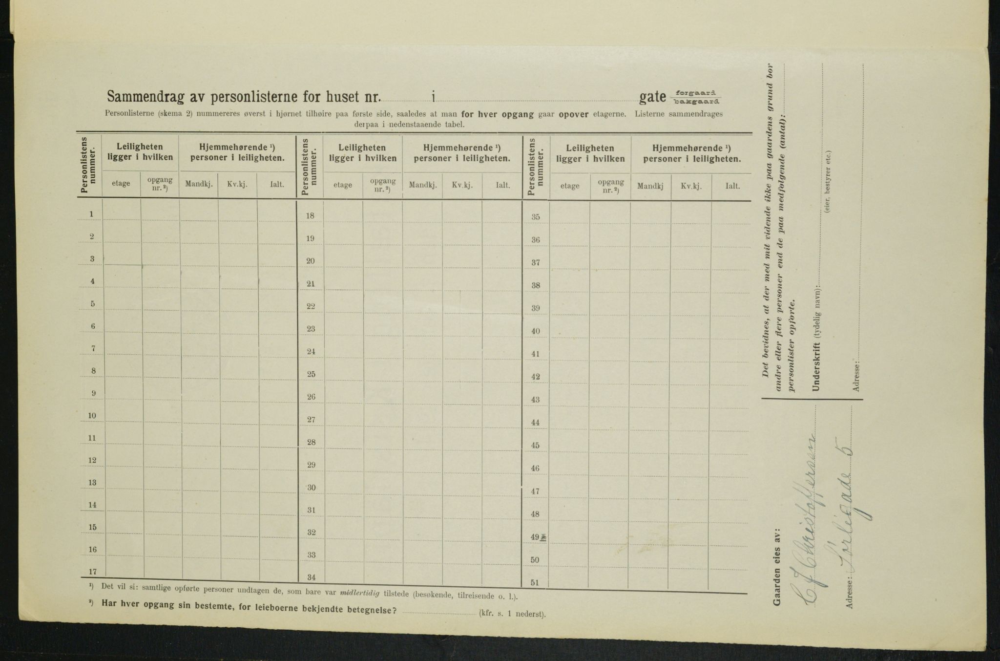 OBA, Kommunal folketelling 1.2.1914 for Kristiania, 1914, s. 47166