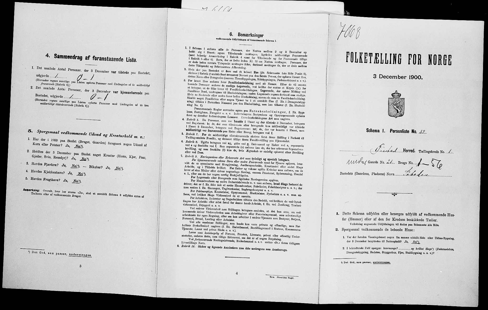 SAK, Folketelling 1900 for 0920 Øyestad herred, 1900, s. 1177