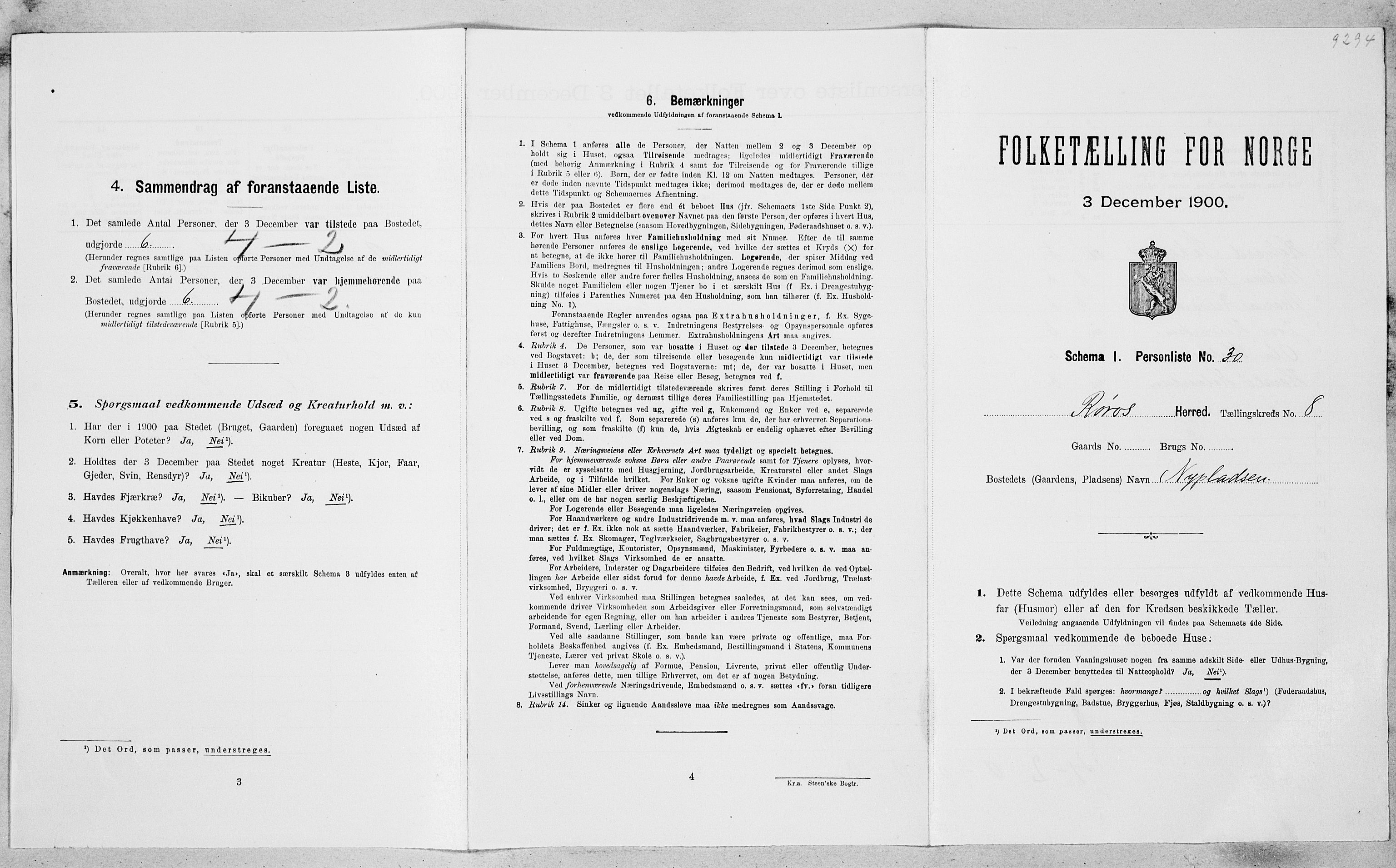 SAT, Folketelling 1900 for 1640 Røros herred, 1900, s. 956
