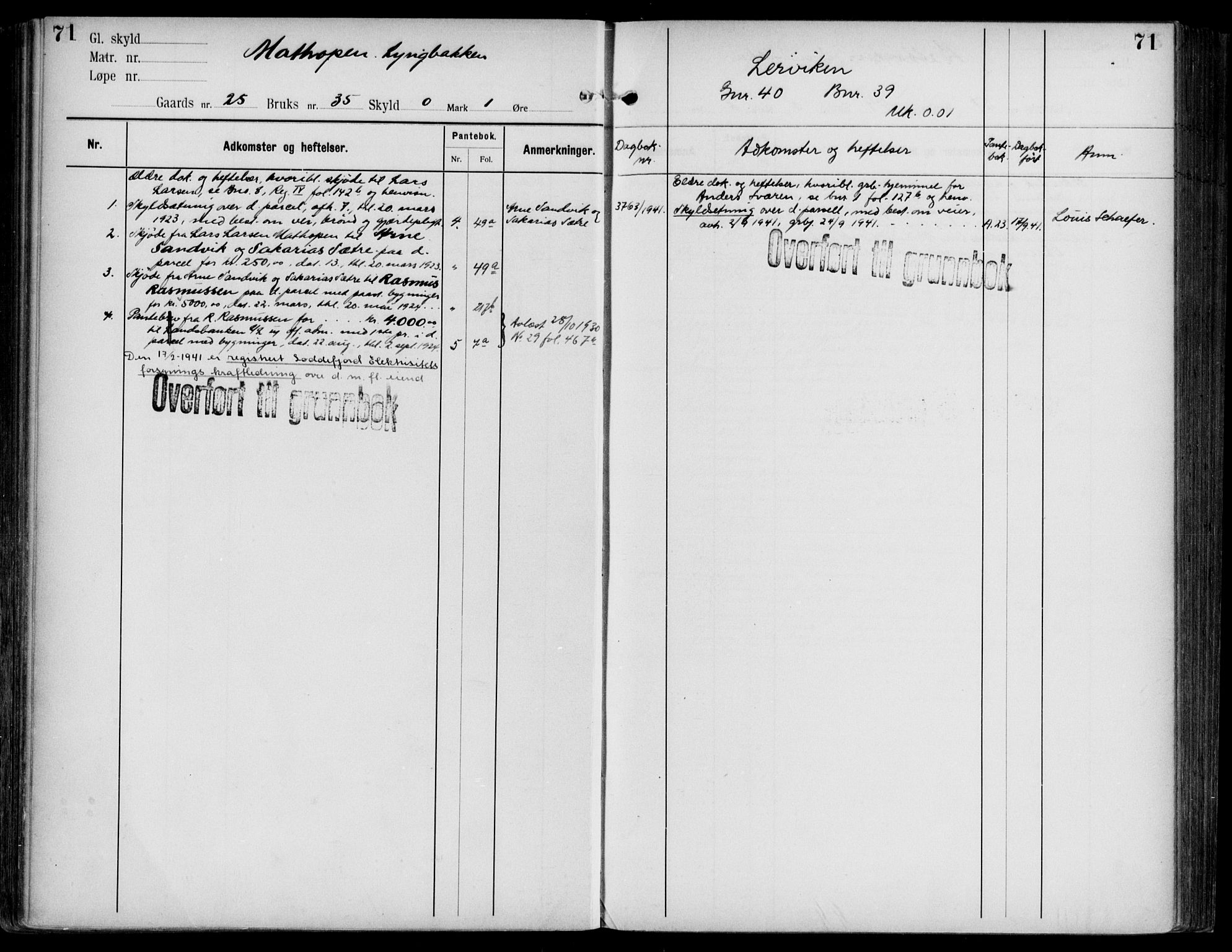 Midhordland sorenskriveri, AV/SAB-A-3001/1/G/Ga/Gab/L0108: Panteregister nr. II.A.b.108, s. 71