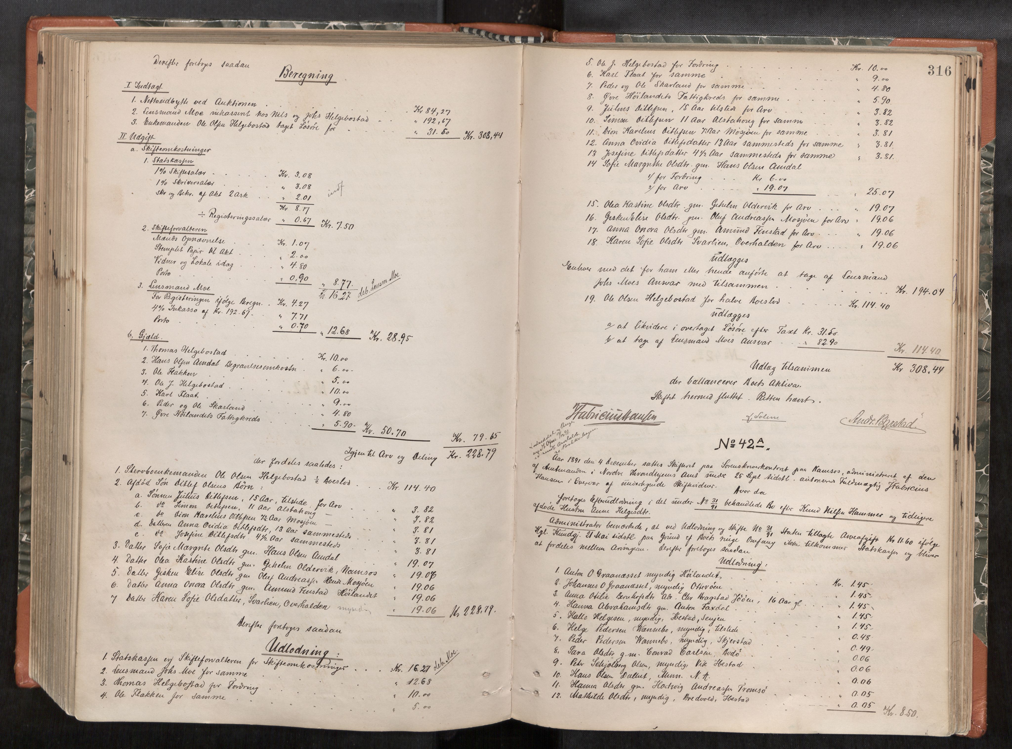 Namdal sorenskriveri, SAT/A-4133/1/3/3A/L0045: Skifteprotokoll nr. 7, 1884-1894, s. 316