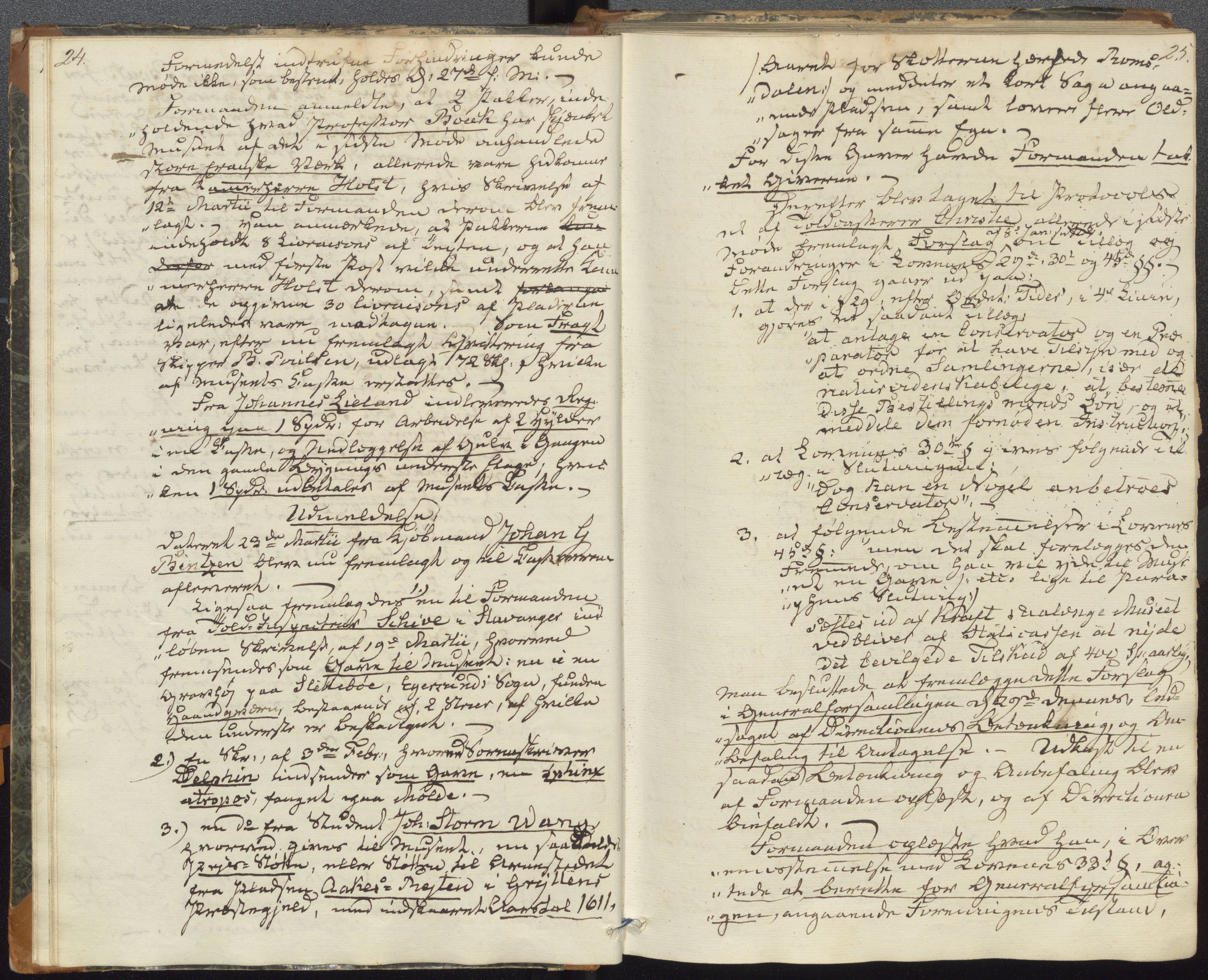 Bergens Museum, UMB/A007/A/Aa/L0005: Forhandlingsprotokoll , 1845-1851, s. 24, 25