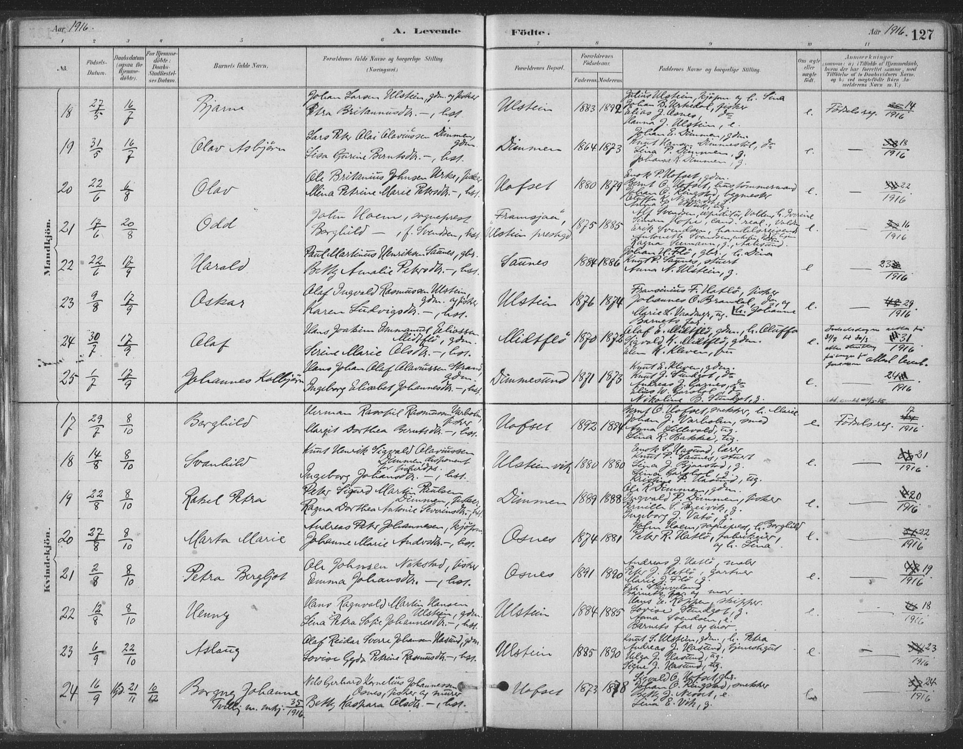 Ministerialprotokoller, klokkerbøker og fødselsregistre - Møre og Romsdal, SAT/A-1454/509/L0106: Ministerialbok nr. 509A04, 1883-1922, s. 127