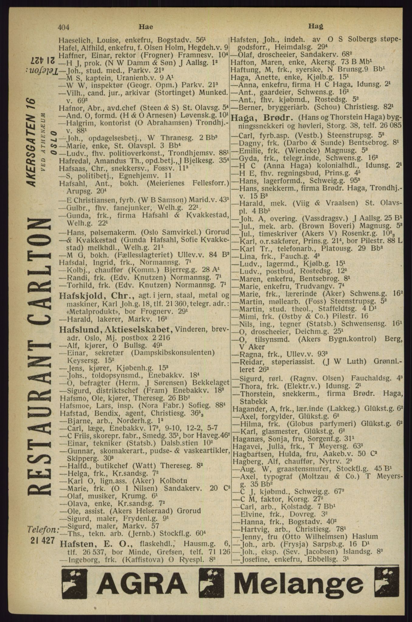 Kristiania/Oslo adressebok, PUBL/-, 1927, s. 404