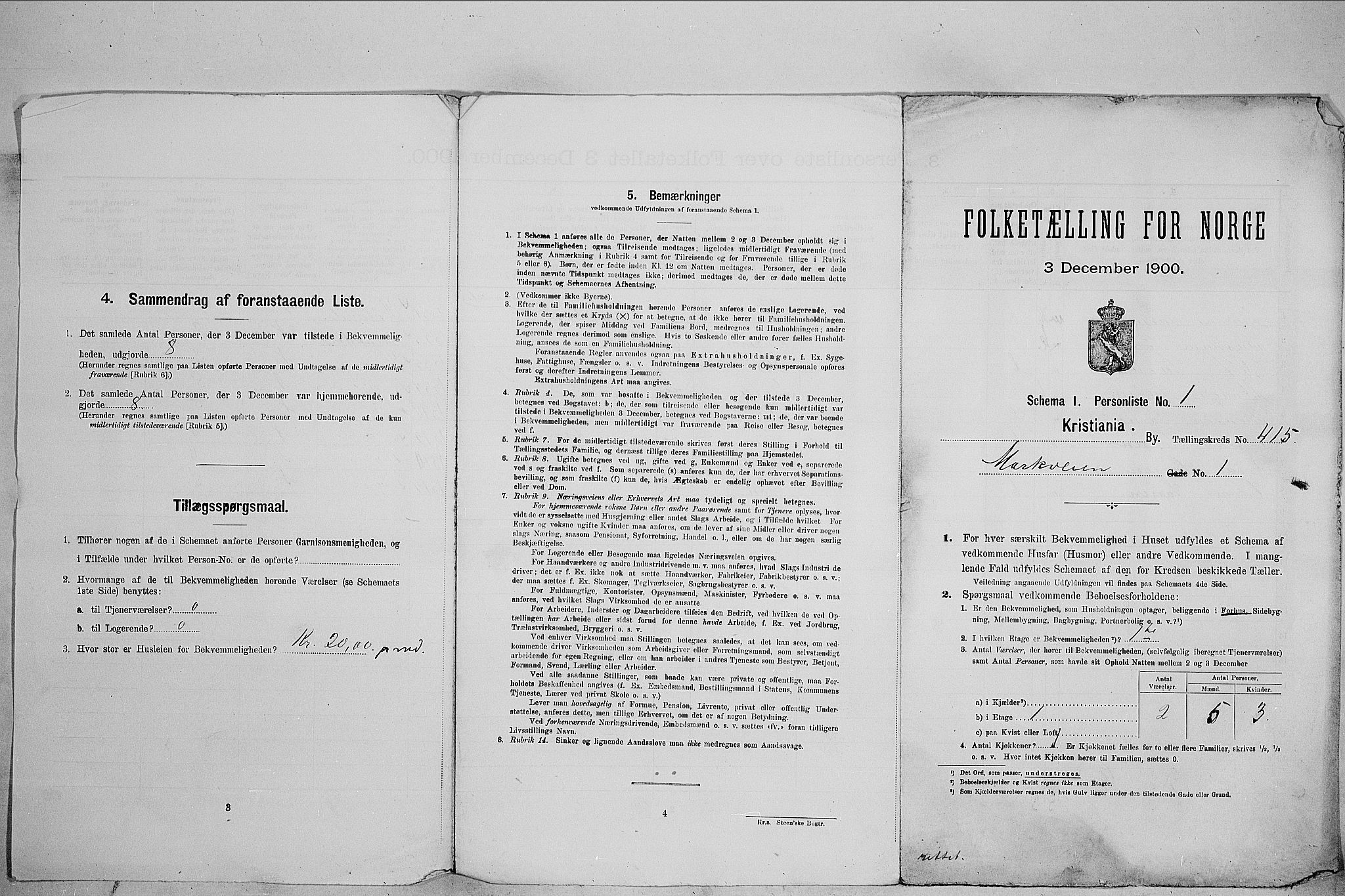 SAO, Folketelling 1900 for 0301 Kristiania kjøpstad, 1900, s. 57258