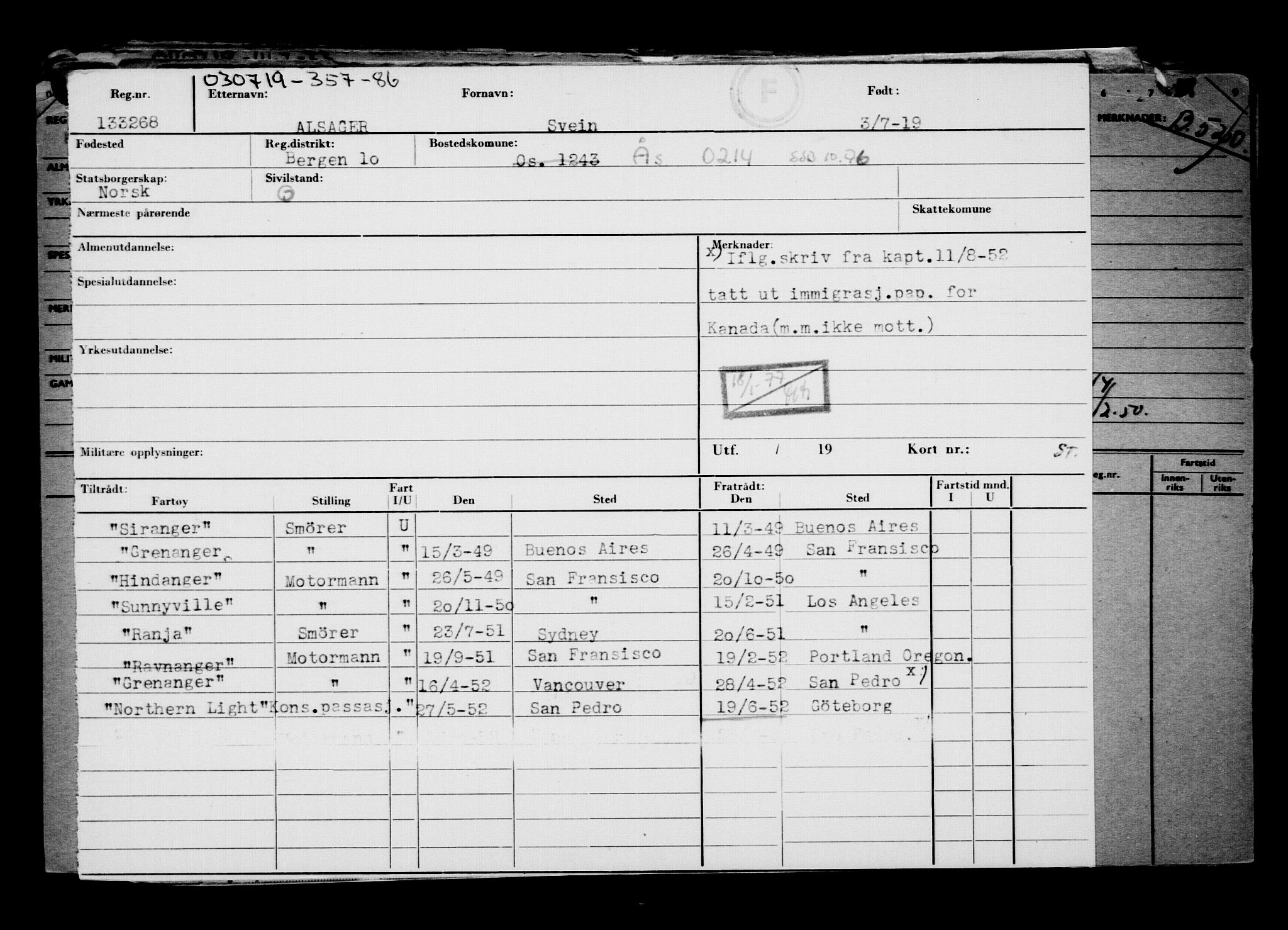 Direktoratet for sjømenn, AV/RA-S-3545/G/Gb/L0170: Hovedkort, 1919, s. 38