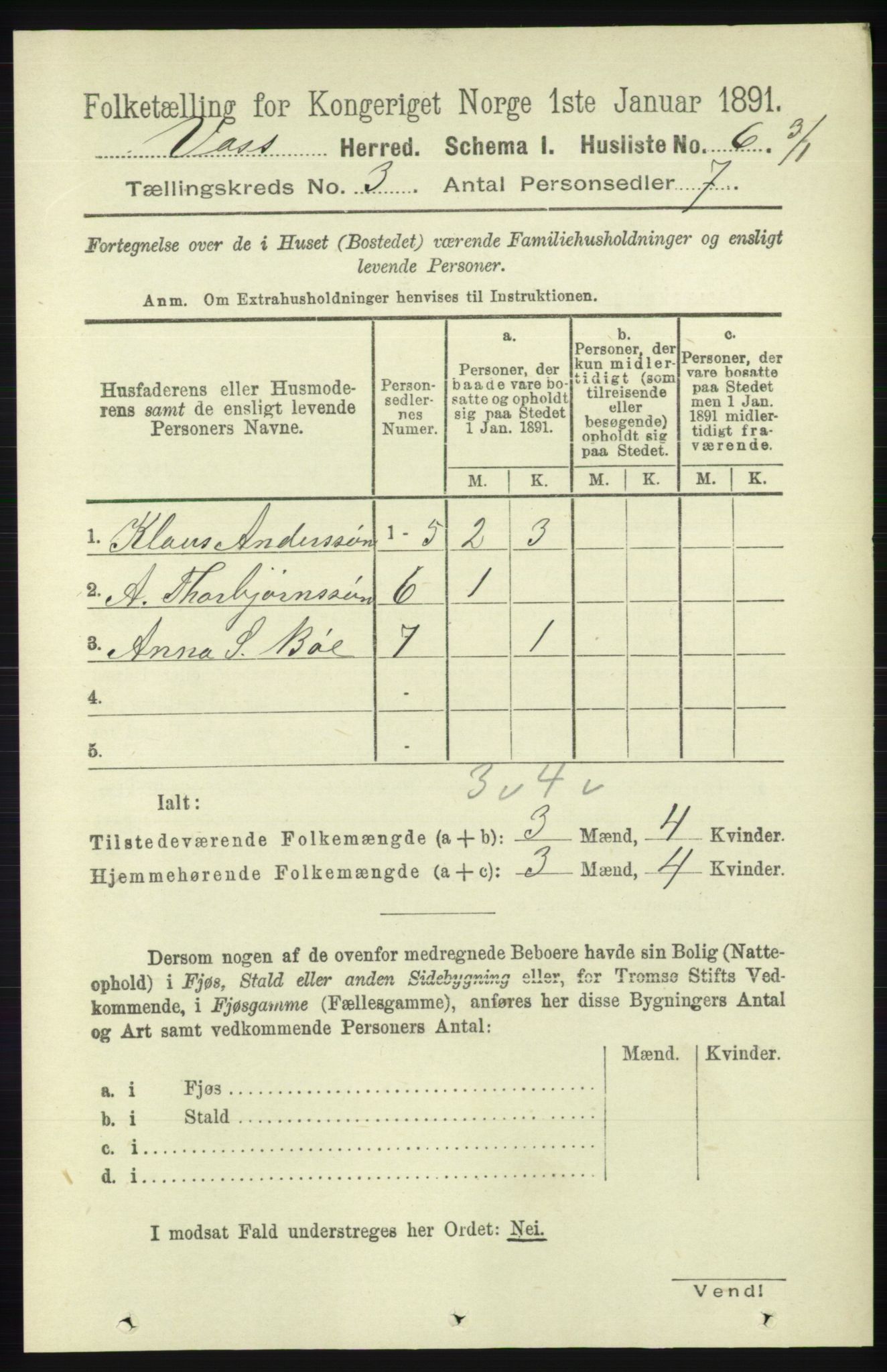 RA, Folketelling 1891 for 1235 Voss herred, 1891, s. 1138