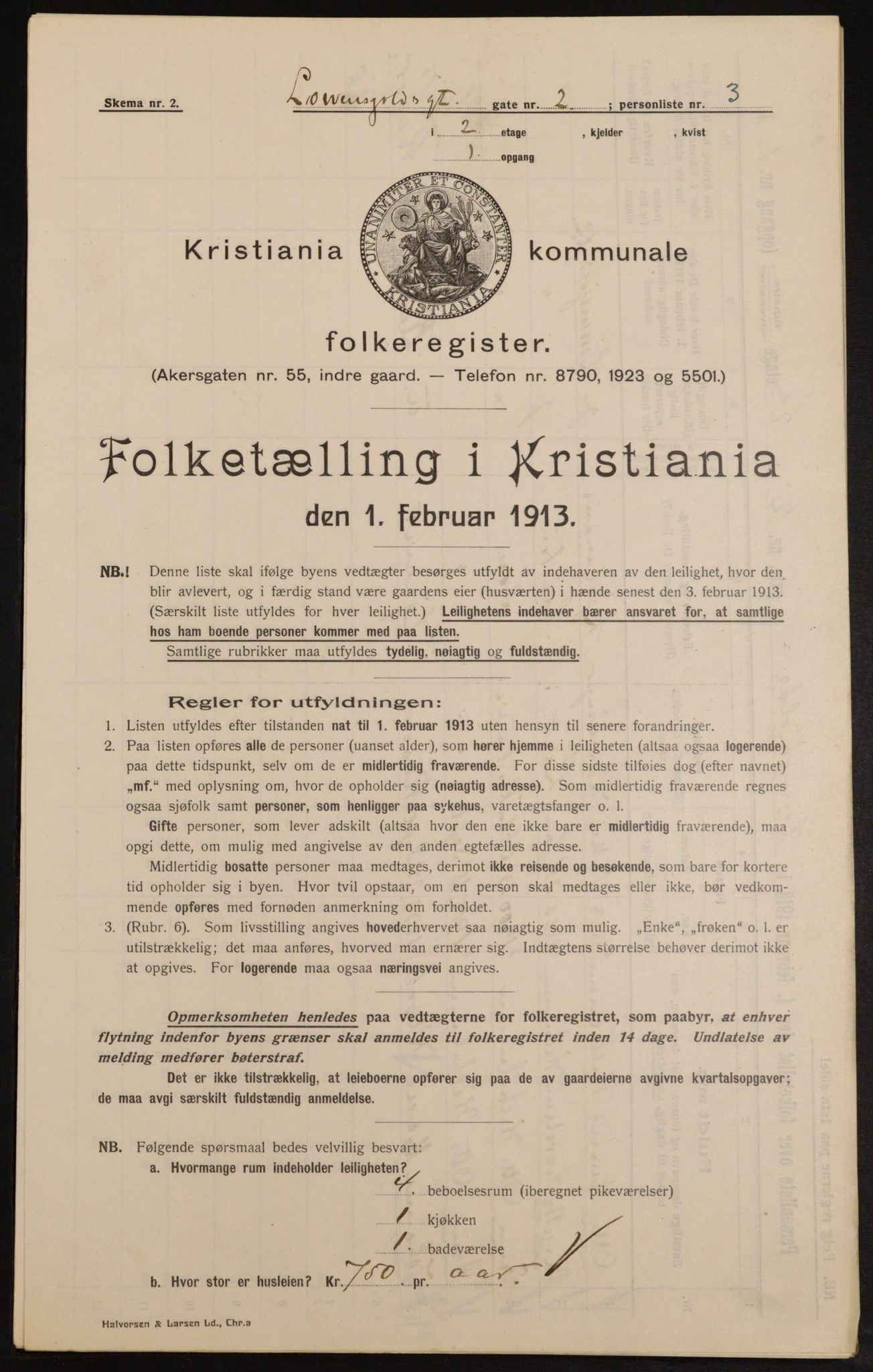 OBA, Kommunal folketelling 1.2.1913 for Kristiania, 1913, s. 58595