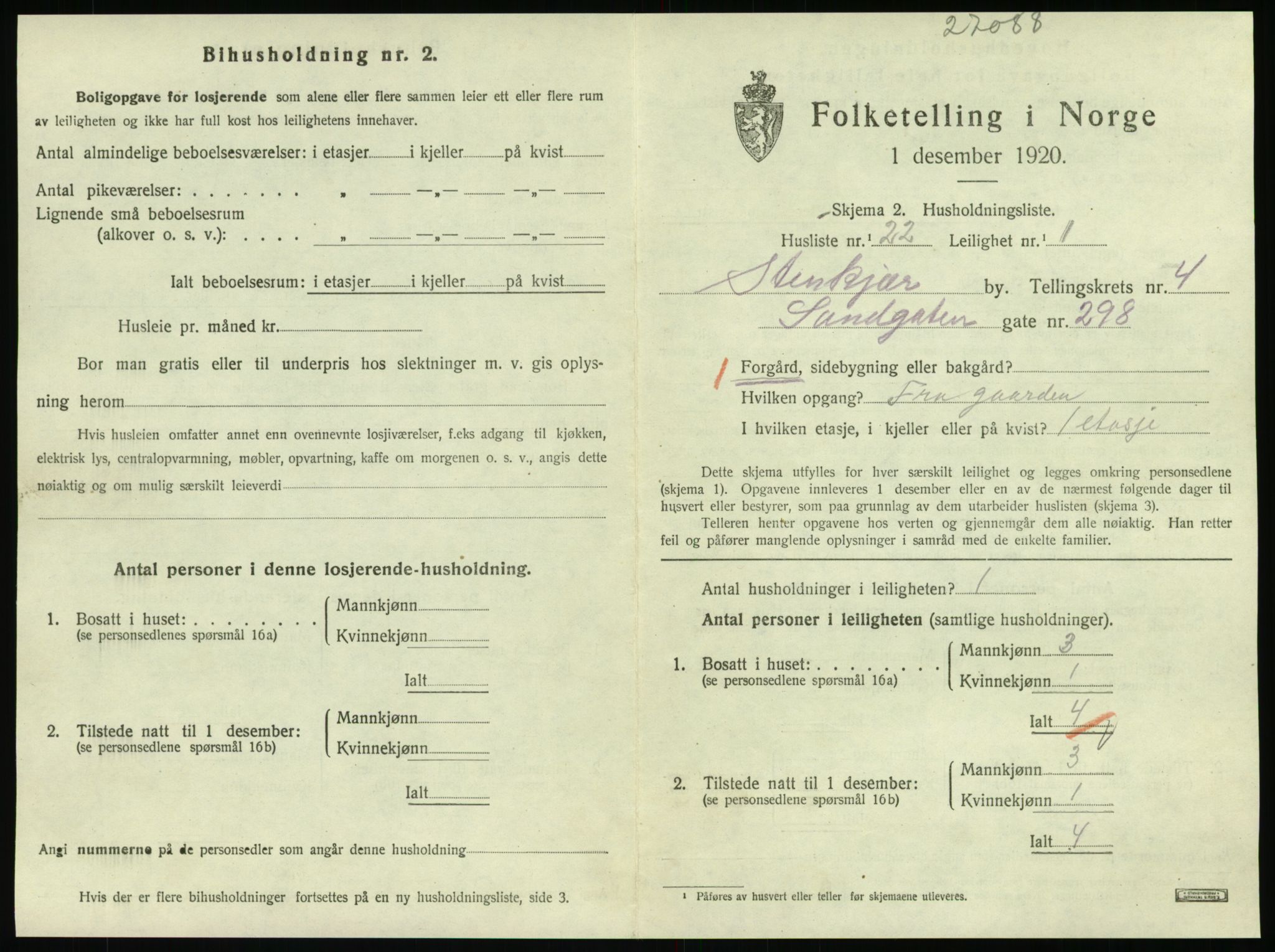 SAT, Folketelling 1920 for 1702 Steinkjer ladested, 1920, s. 2210