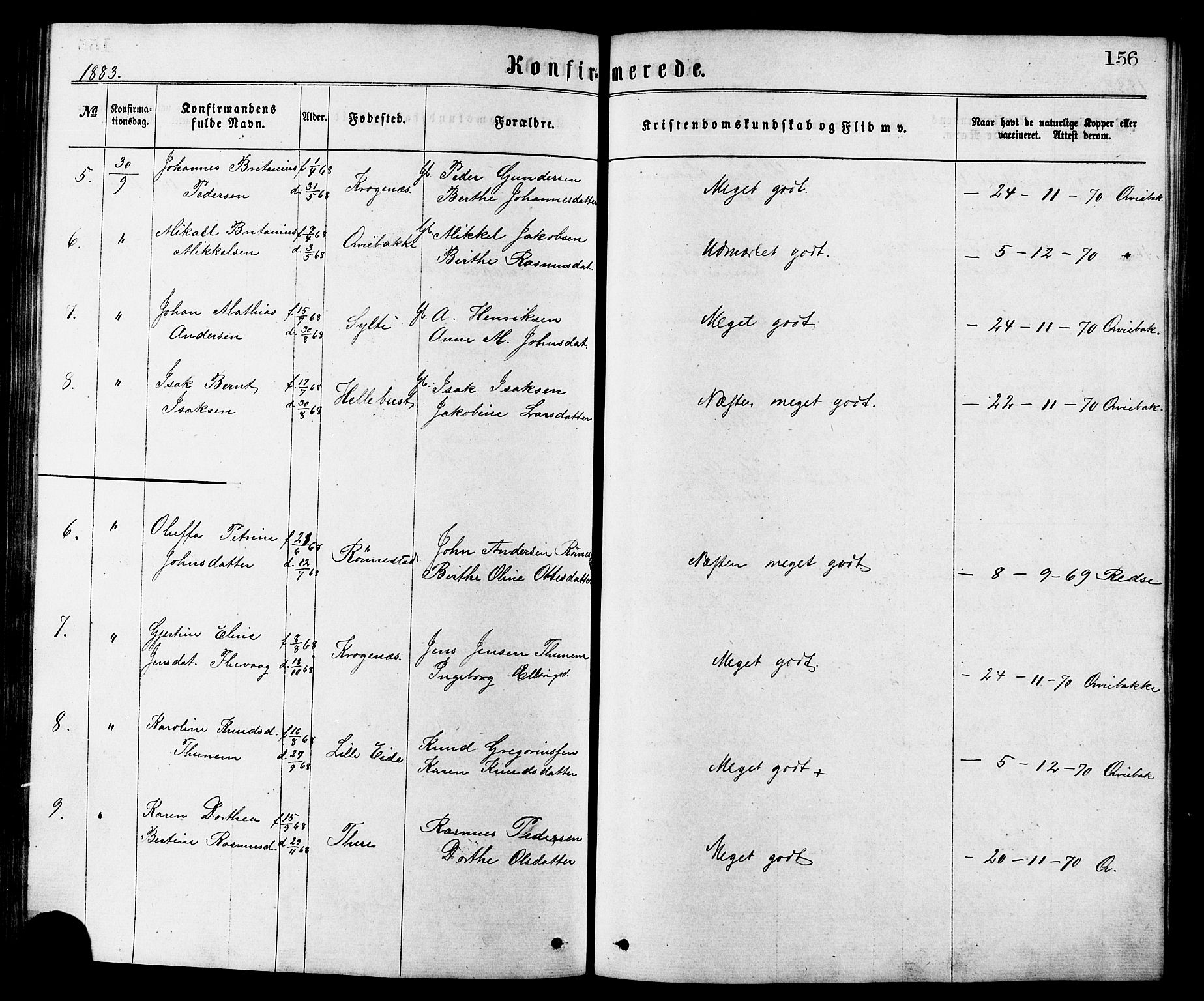 Ministerialprotokoller, klokkerbøker og fødselsregistre - Møre og Romsdal, AV/SAT-A-1454/501/L0007: Ministerialbok nr. 501A07, 1868-1884, s. 156