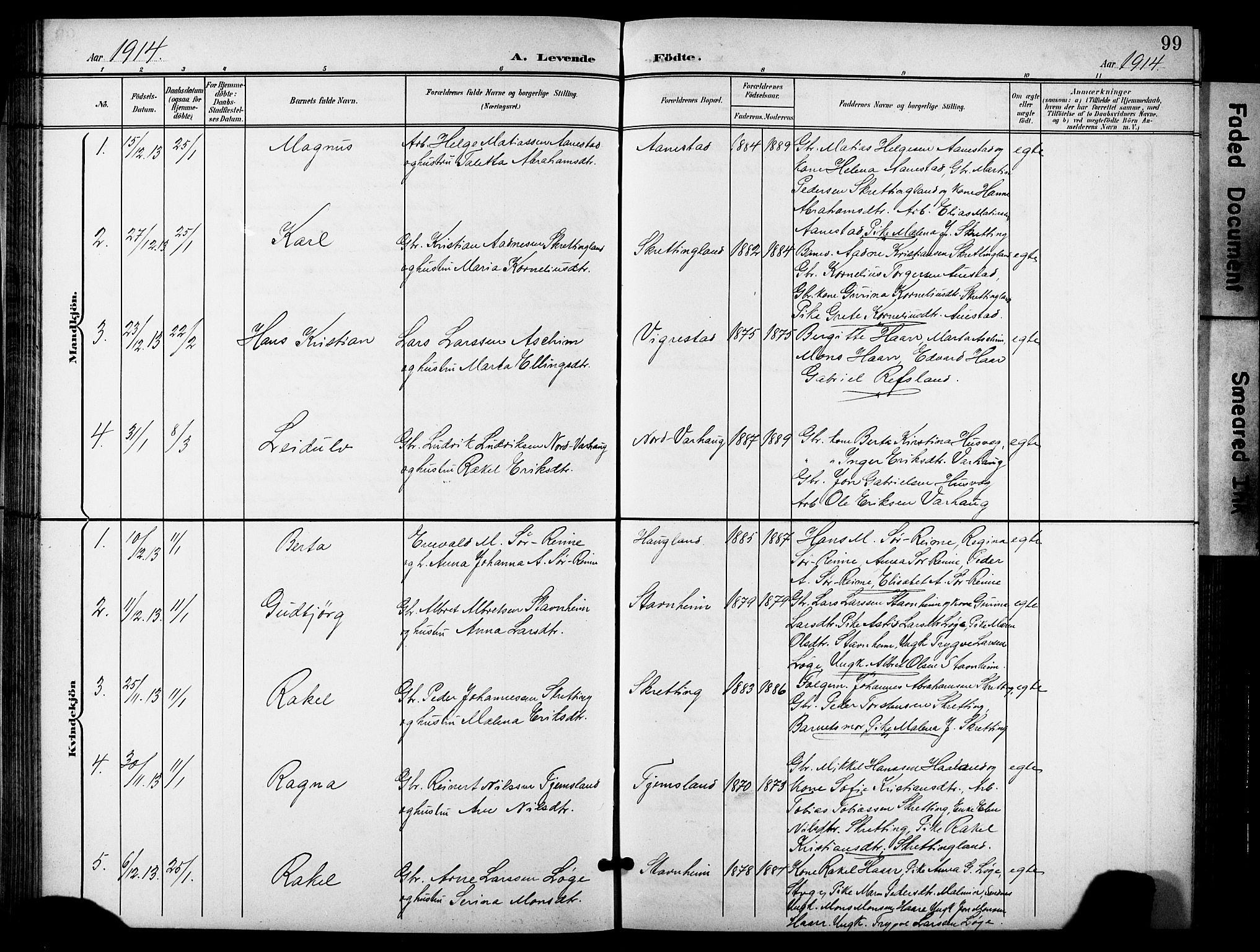 Hå sokneprestkontor, AV/SAST-A-101801/001/30BB/L0006: Klokkerbok nr. B 6, 1900-1924, s. 99