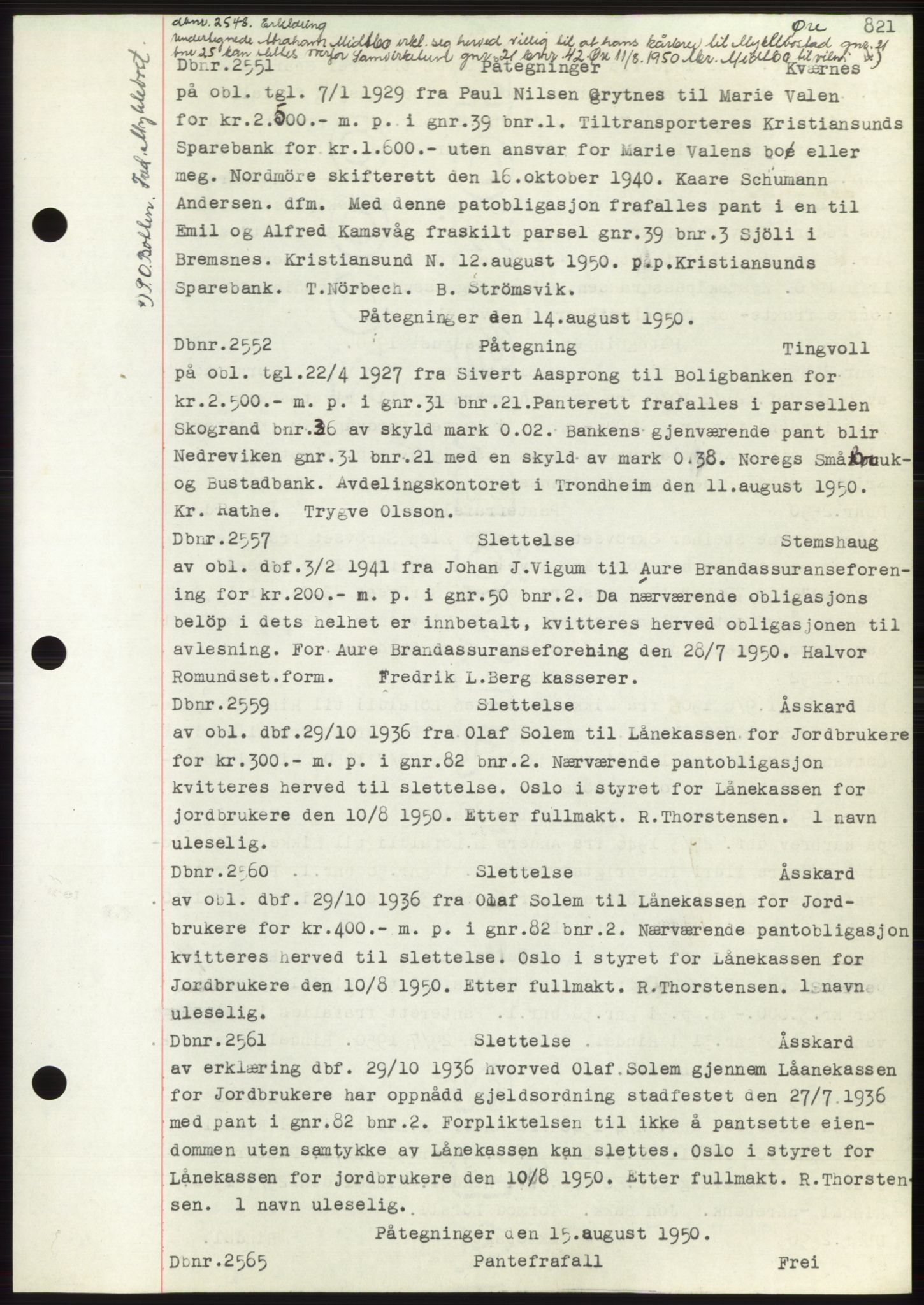 Nordmøre sorenskriveri, SAT/A-4132/1/2/2Ca: Pantebok nr. C82b, 1946-1951, Dagboknr: 2548/1950