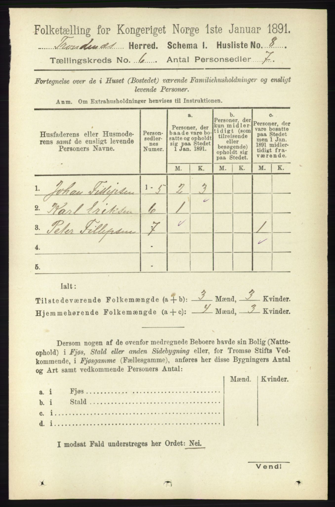 RA, Folketelling 1891 for 1914 Trondenes herred, 1891, s. 3751