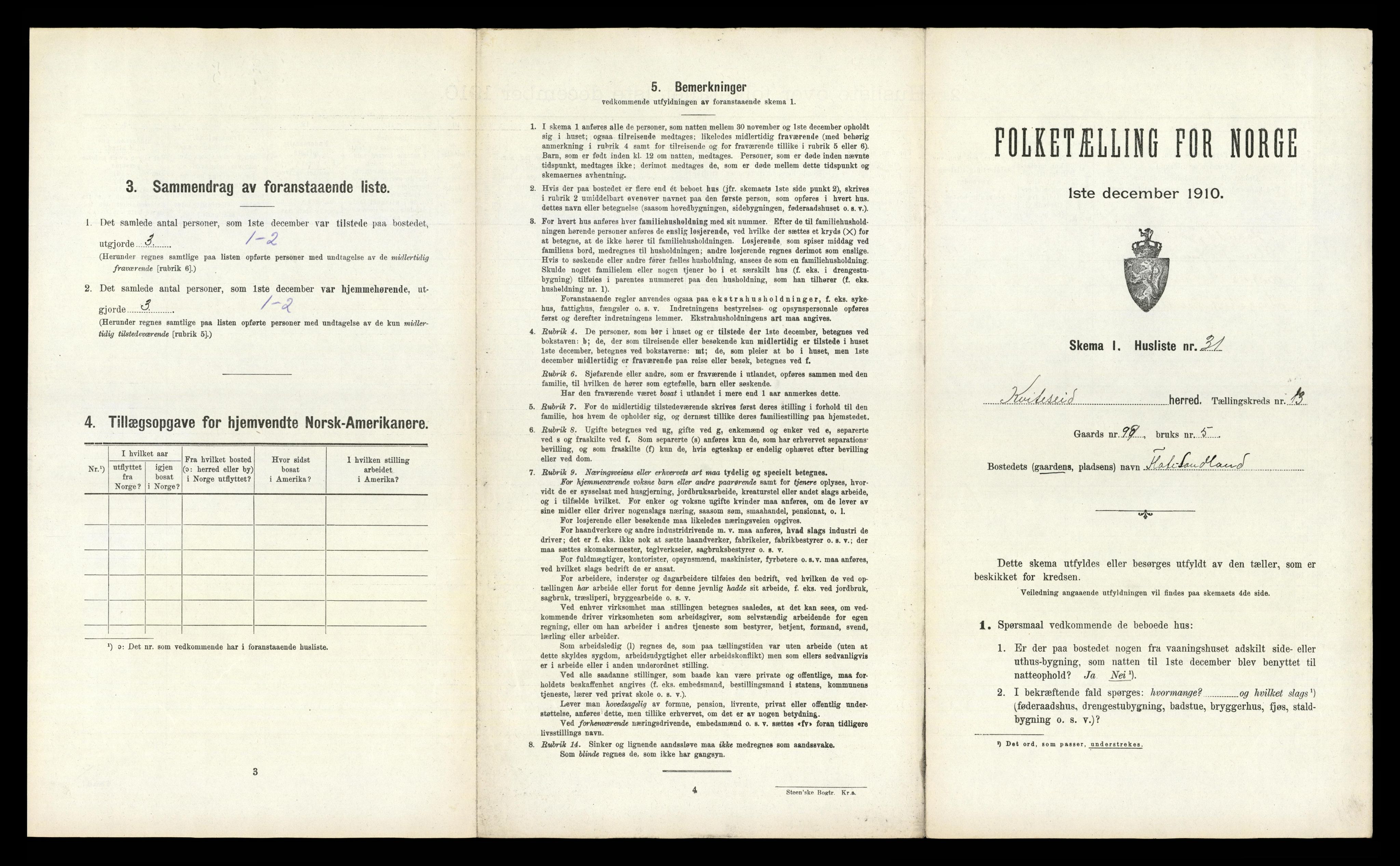 RA, Folketelling 1910 for 0829 Kviteseid herred, 1910, s. 1200