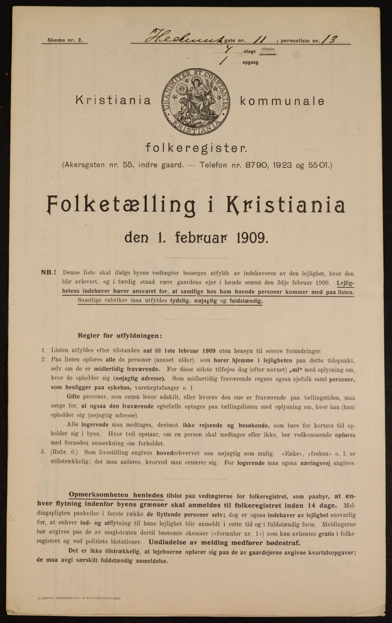 OBA, Kommunal folketelling 1.2.1909 for Kristiania kjøpstad, 1909, s. 32554