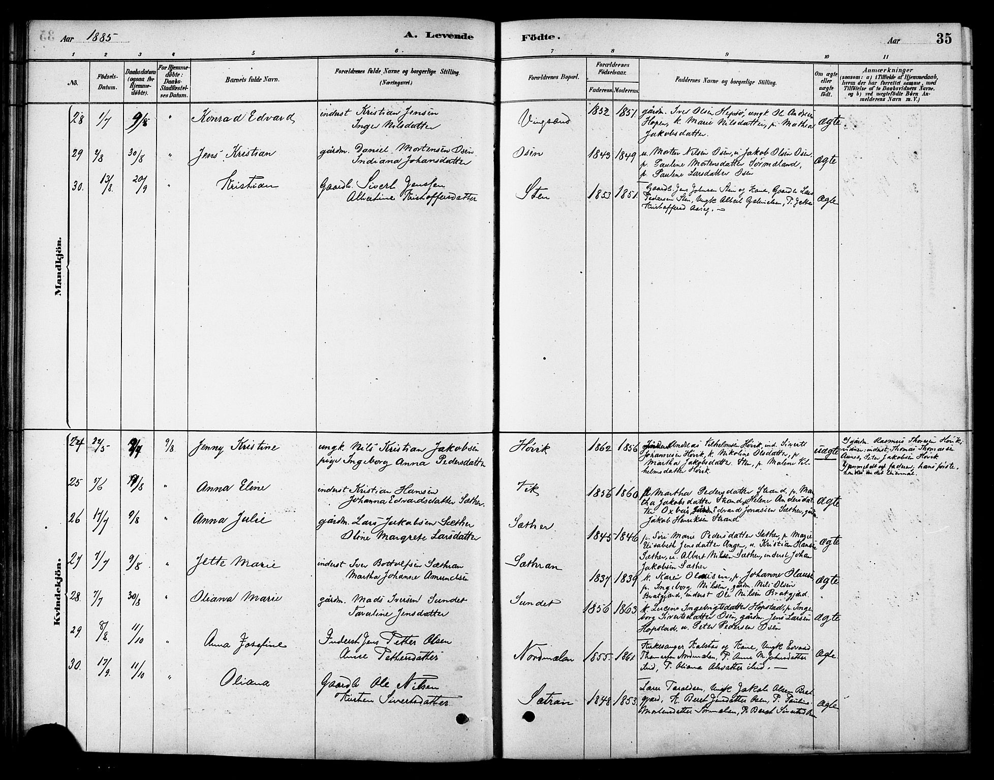 Ministerialprotokoller, klokkerbøker og fødselsregistre - Sør-Trøndelag, SAT/A-1456/658/L0722: Ministerialbok nr. 658A01, 1879-1896, s. 35