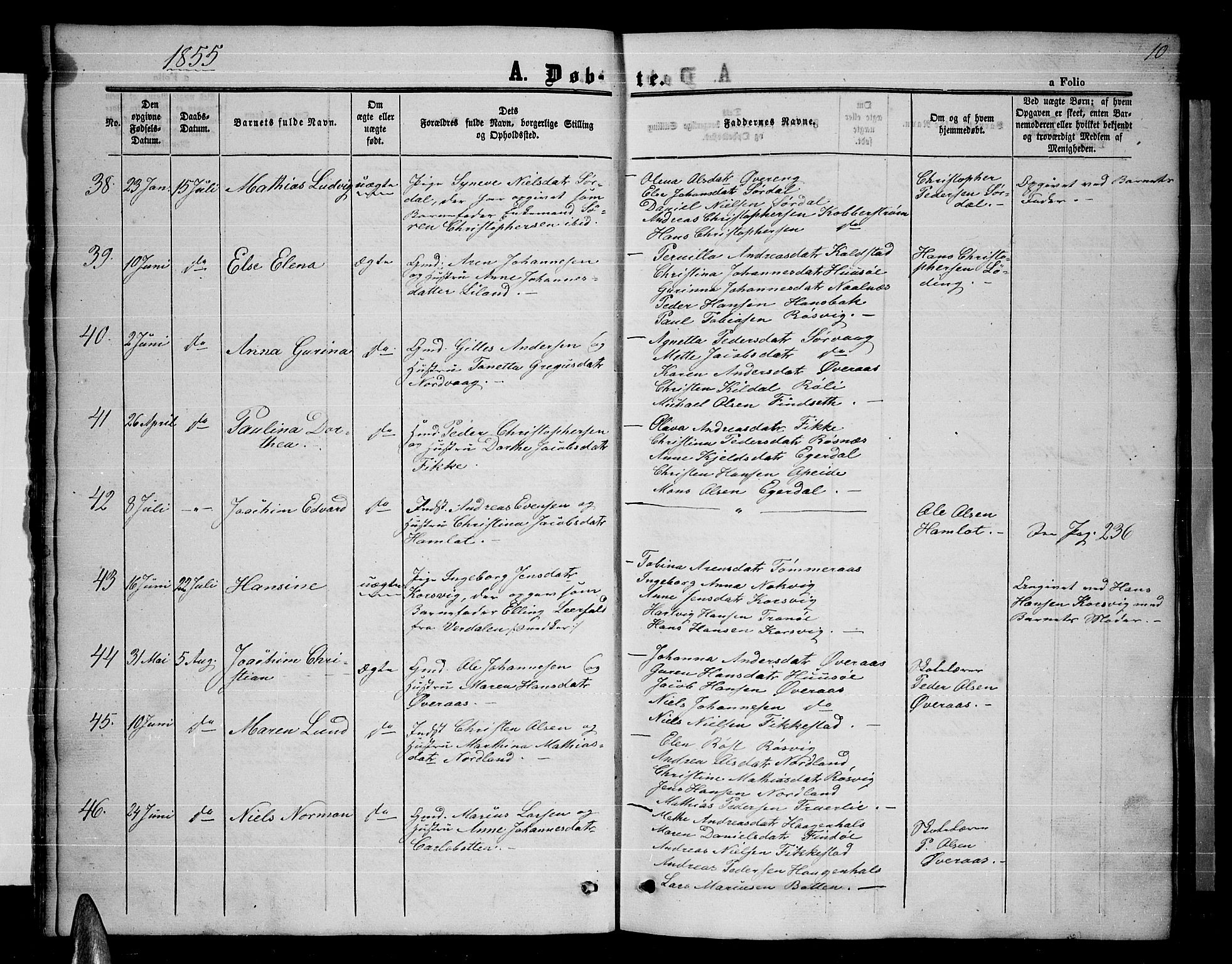 Ministerialprotokoller, klokkerbøker og fødselsregistre - Nordland, AV/SAT-A-1459/859/L0857: Klokkerbok nr. 859C03, 1854-1873, s. 10